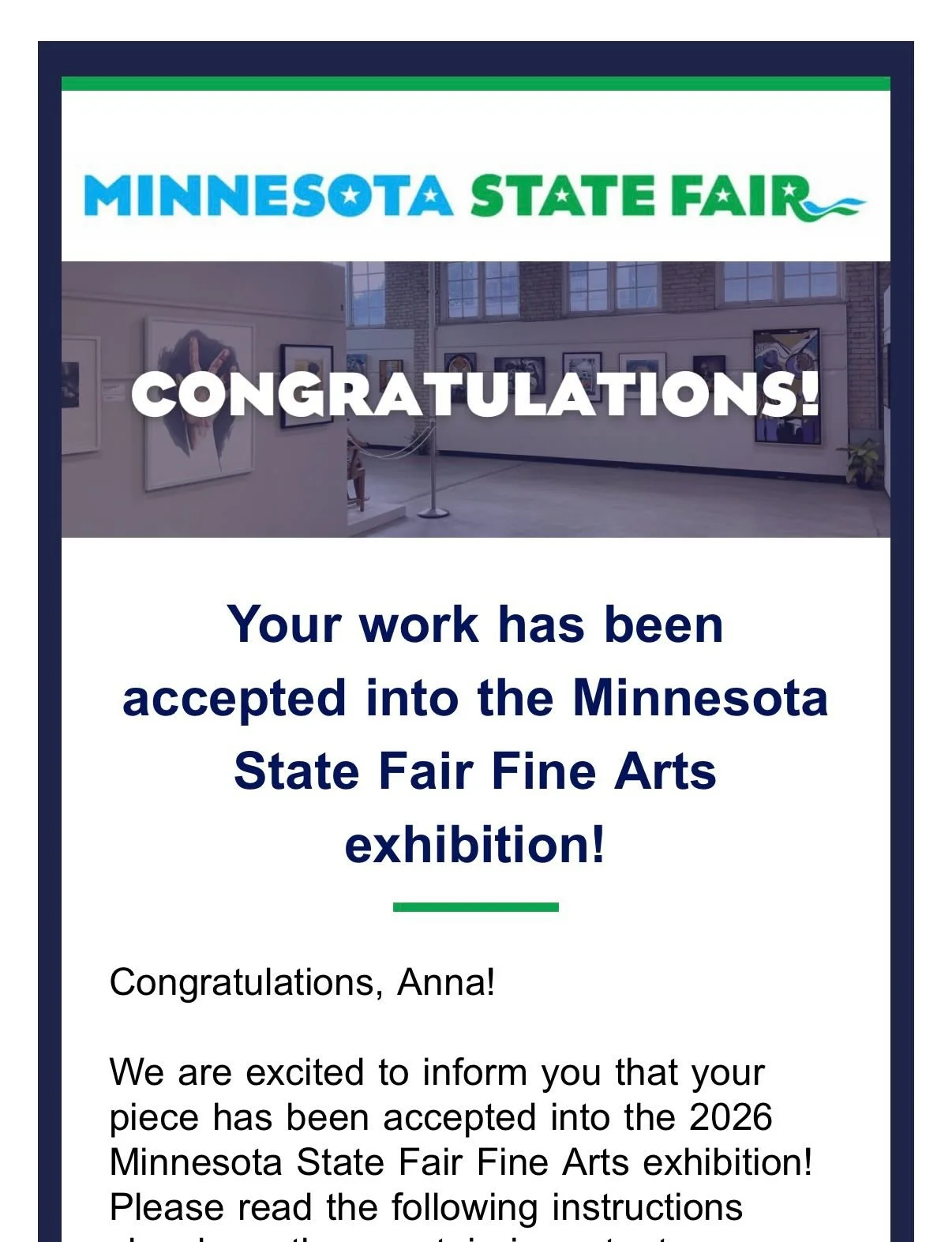 i got in! 
i&rsquo;m honored to share that my painting &ldquo;Vigil (Alex and Renee)&rdquo; was accepted into the highly competitive fine arts competition at the #mnstatefair 

i&rsquo;ve often been rejected from this show, along with many very talen