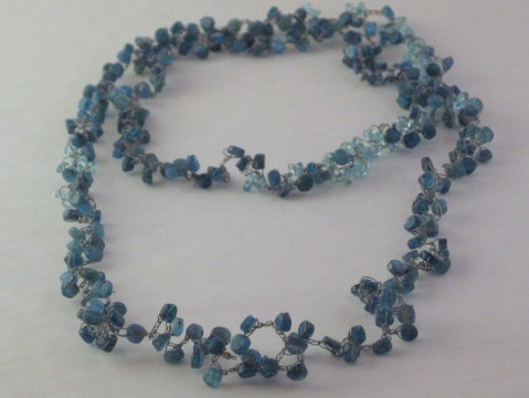 Blue Apatite and Stainless Steel