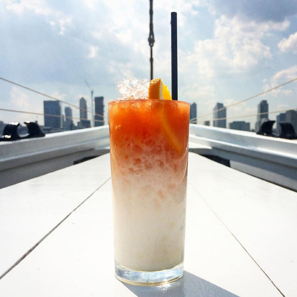 ABUELA COLADA ~ Bacardi Maestro, Stumptown Nitro Cold Brew Coffee, Coconut Creme, Maraschino, Lime, Almond, Bitters