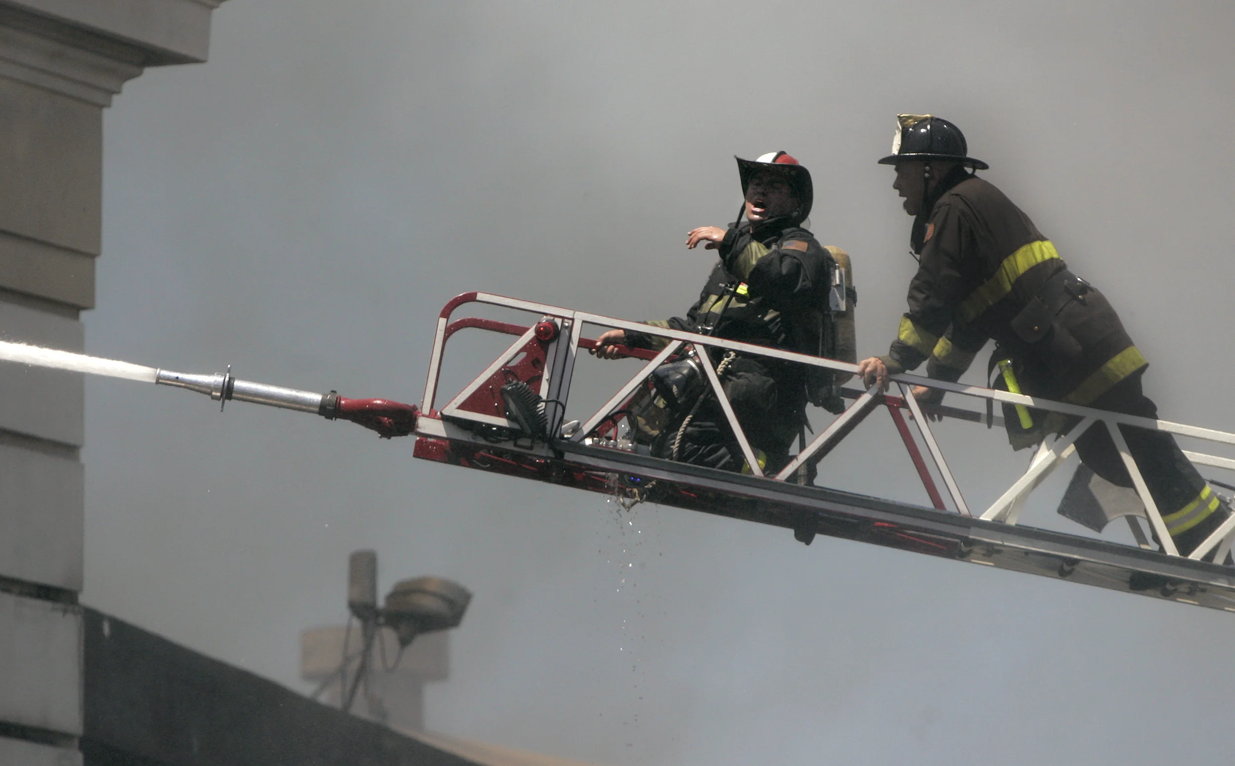  San Francisco Fire Department firefighters try to extinguish the fire at Pier 29 in San Francisco, Calif., on Wednesday, June 20, 2012. 