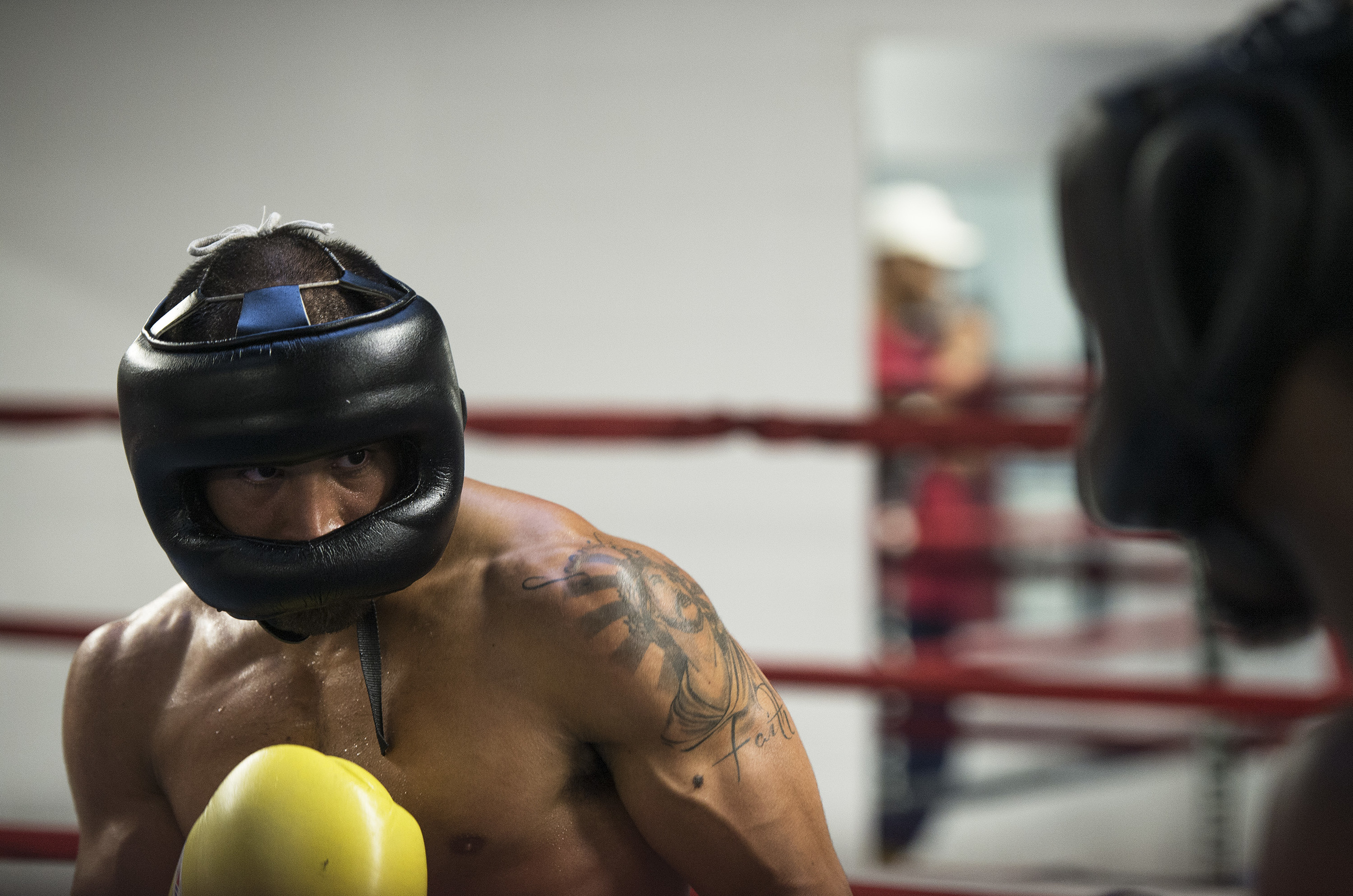  Jonathan Chicas, left, during a sparring session inside Third Streeet Gym in San Francisco, Calif., on Thursday, July 10, 2014. (Godofredo Vasquez/SFBay) 