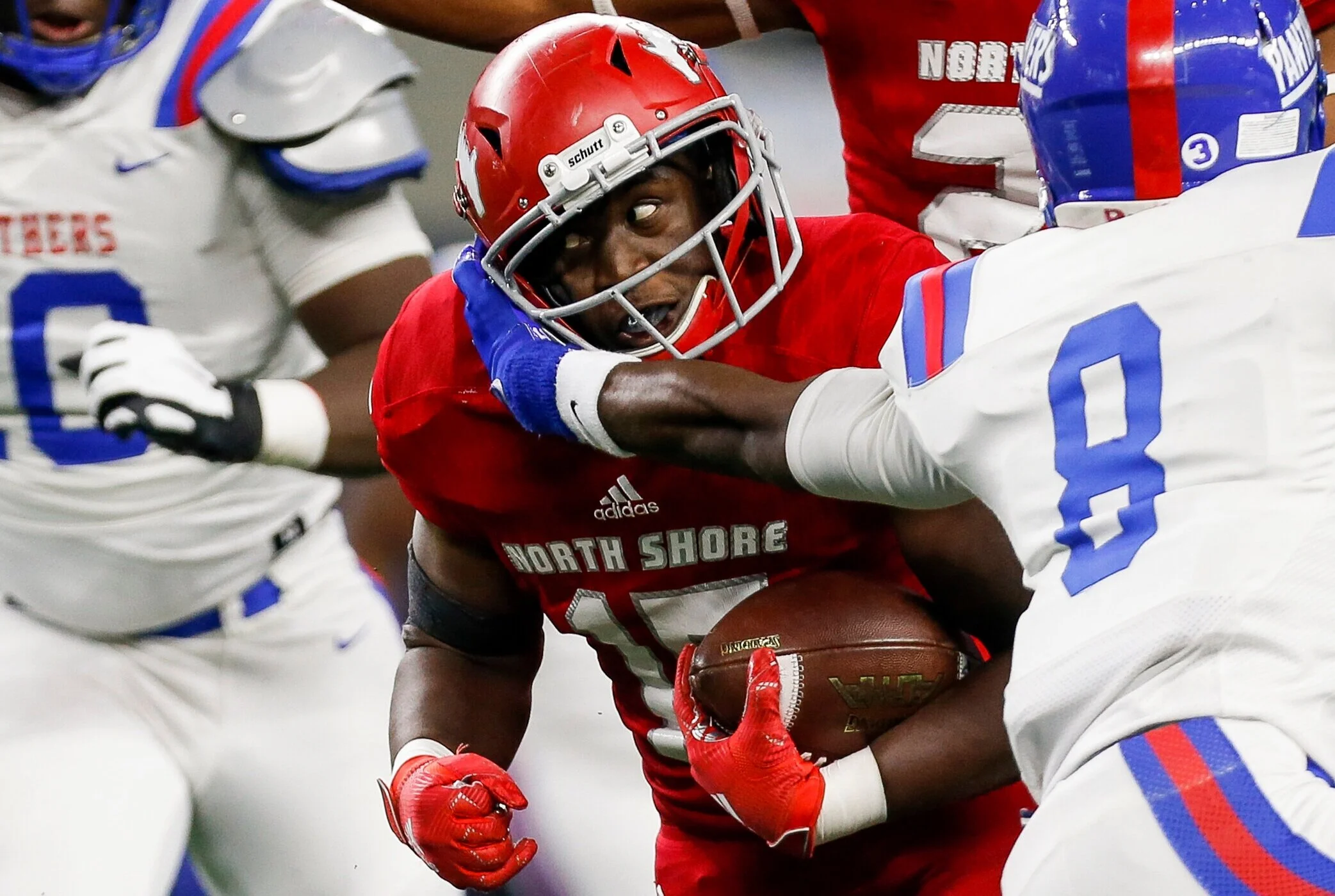  North Shore running back Roger Hagan (15) runs the ball against Duncanville during the first quarter of the UIL 6A Division 1 State Championship at AT&T Stadium Saturday, Dec. 21, 2019, in Arlington, Texas. 