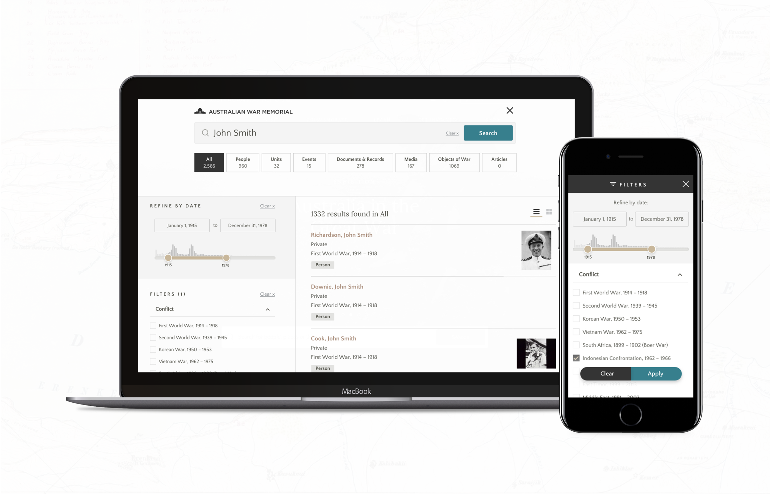 We ensured a mobile-first approach in exploring the Memorial's 2 million+ historical records.