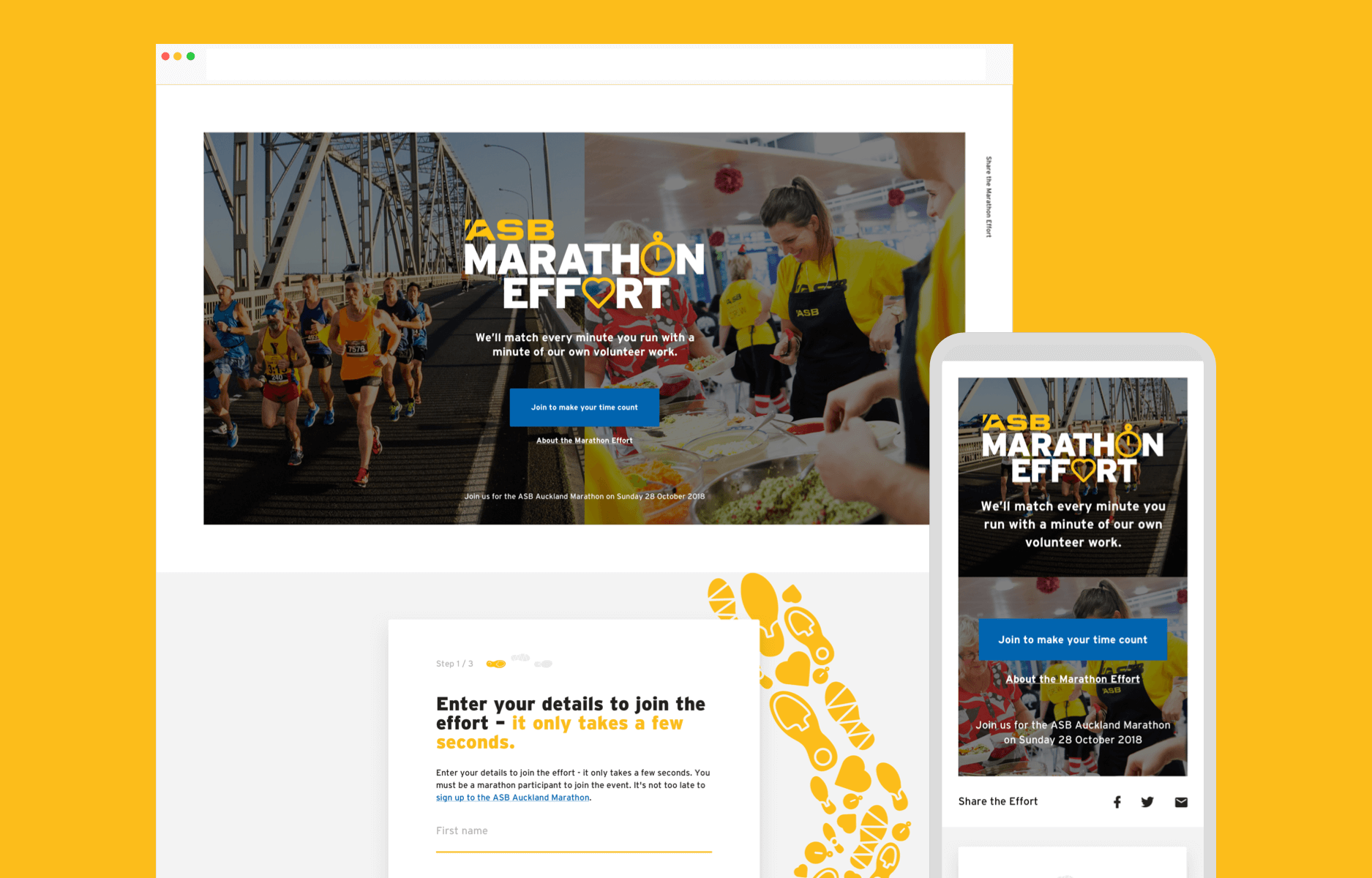 Users were directed to the landing page to ensure that their times were recorded for charity.