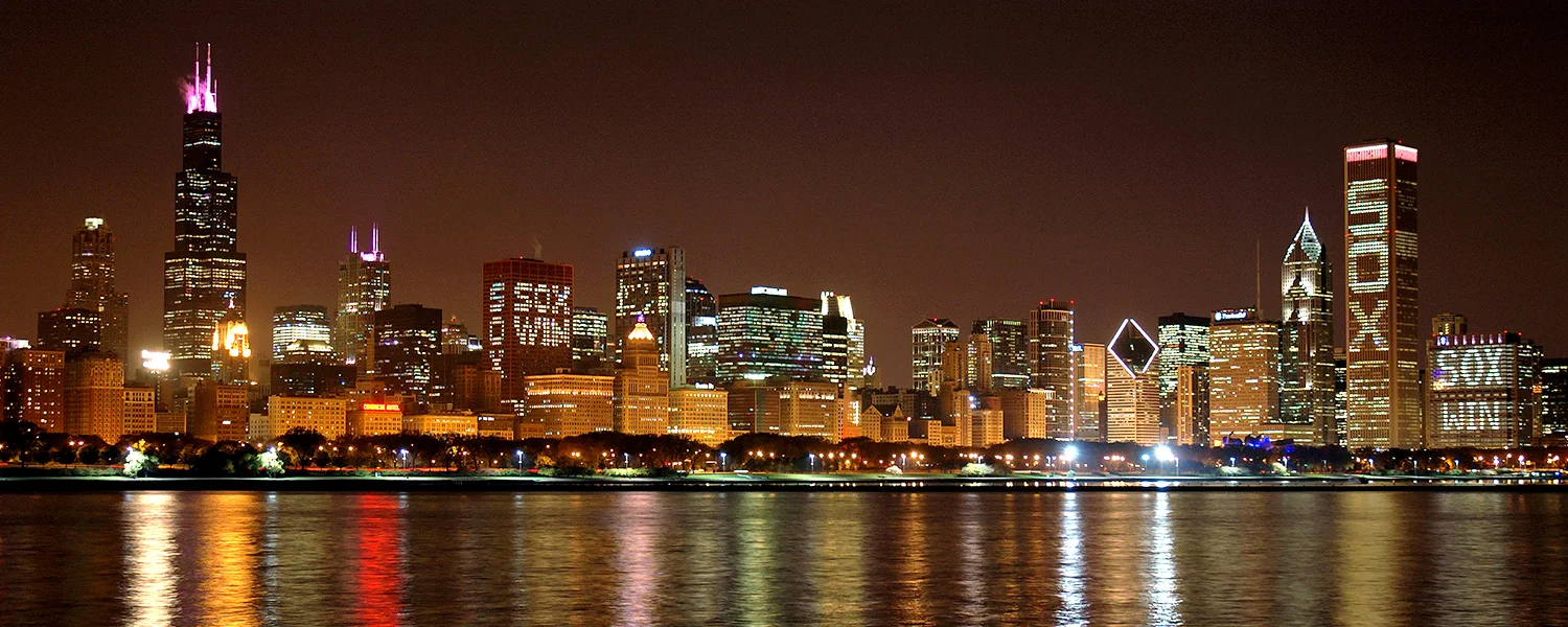 Image Title: Chicago Skyline - White Sox Mat Sizes: 12x20 Float Mount Sizes: 07x18, 10x24, 12x30, 15x36, 17x42, 19x48, 22x54, 25x60