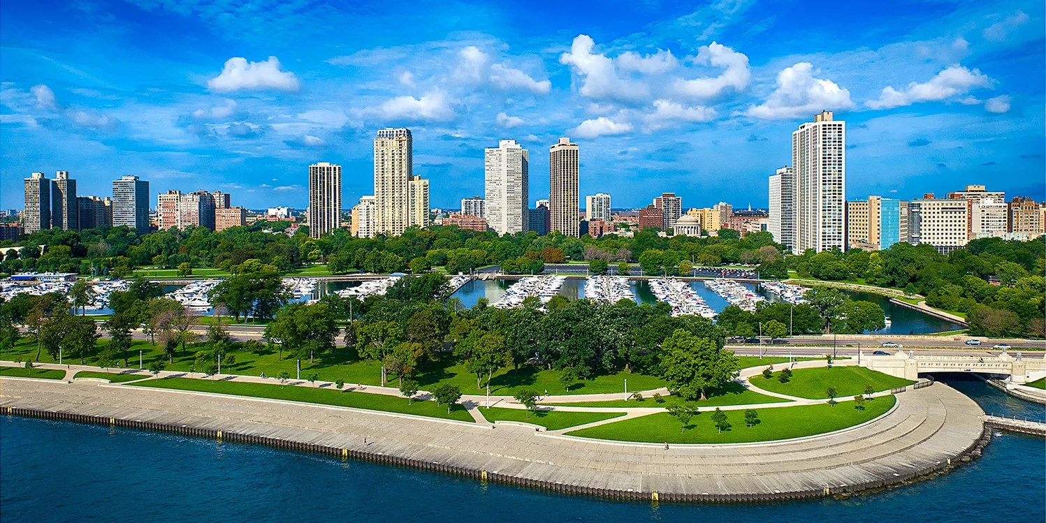 Image Title: Diversey Harbor - Aerial Mat Sizes: 8x10, 11x14, 16x20 Float Mount Sizes: 12x18, 16x24, 20x30, 24x36, 28x42, 32x48, 36x54, 40x60