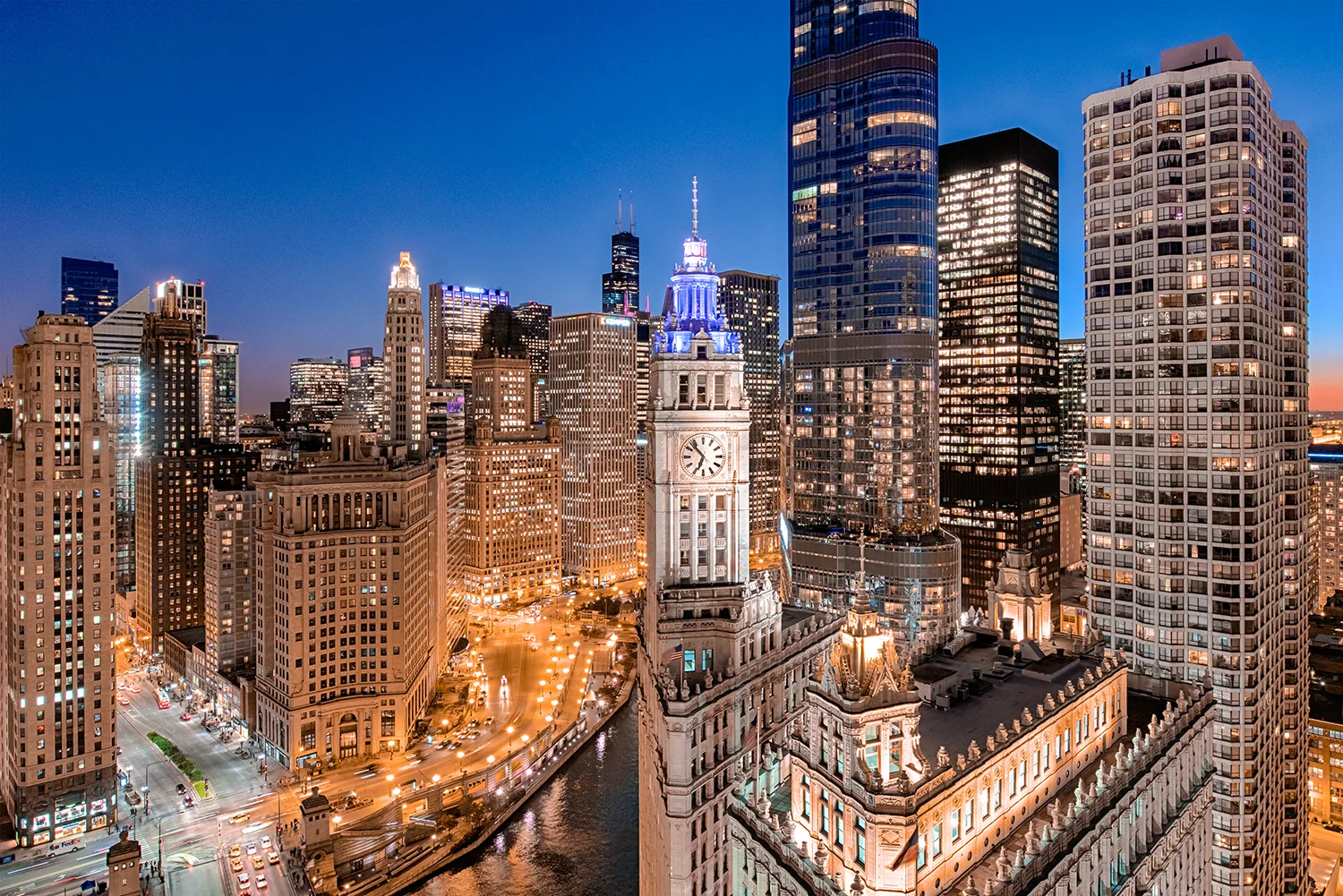 Image Title: Wacker Drive - Twilight Mat Sizes: 8x10, 11x14, 16x20 Float Mount Sizes: 12x18, 16x24, 20x30, 24x36, 28x42, 32x48, 36x54, 40x60.