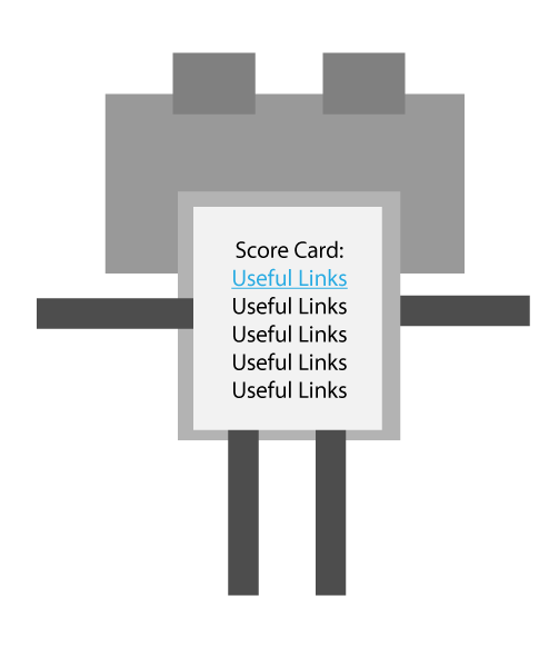Detailed view of draft of robot illustration that contains links and CTAs.