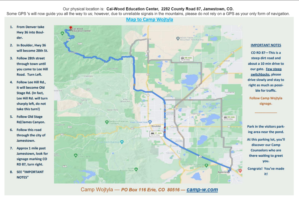 Camp Location — Camp Wojtyla