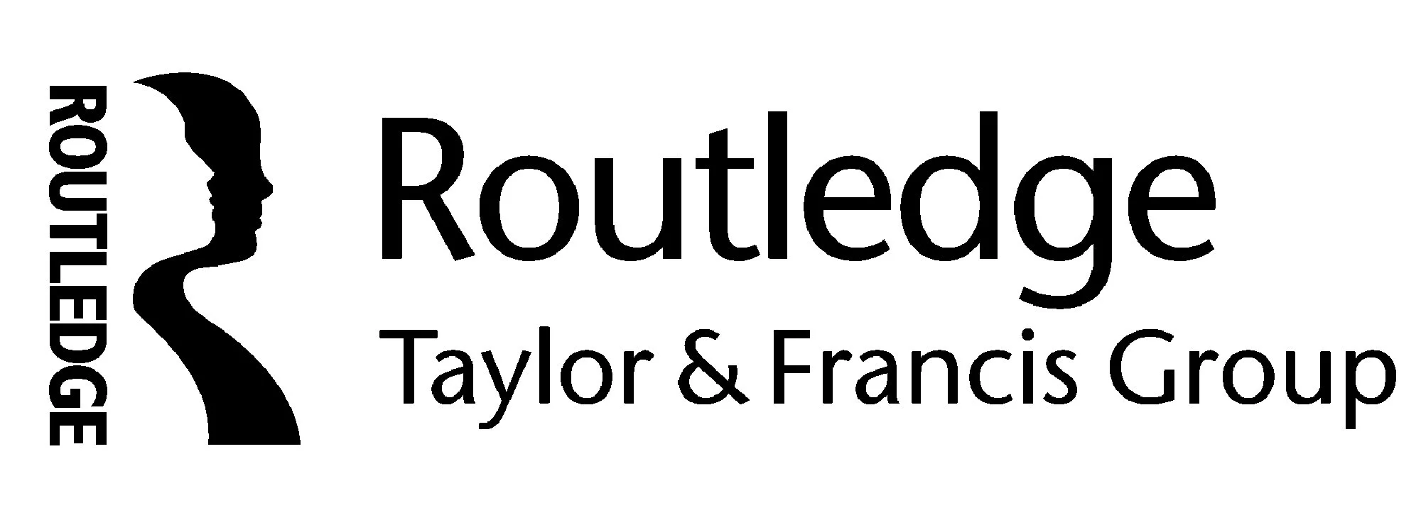 Black and white logo for Routledge Taylor & Francis Group with the word 'ROUTLEDGE' and a silhouette profile of a woman's face.