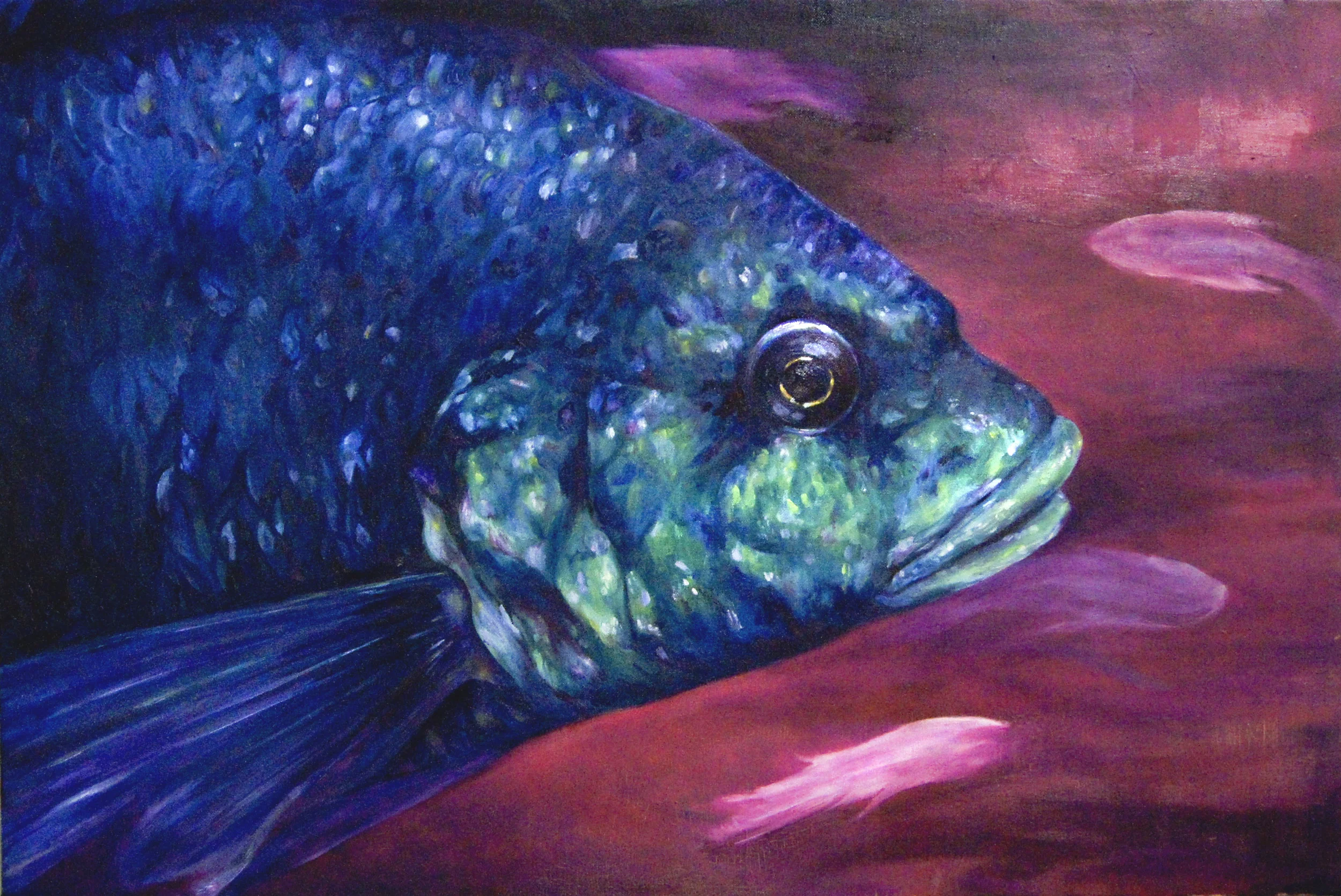 A Great and Terrible Fish / Sold oil on canvas 24 x 36 in