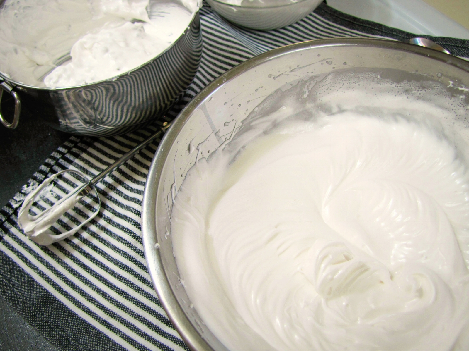 meringue in mixing bowls