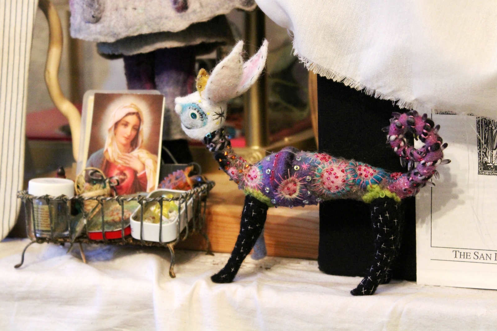 felted sculpture fantasy animal by Caroline Daley