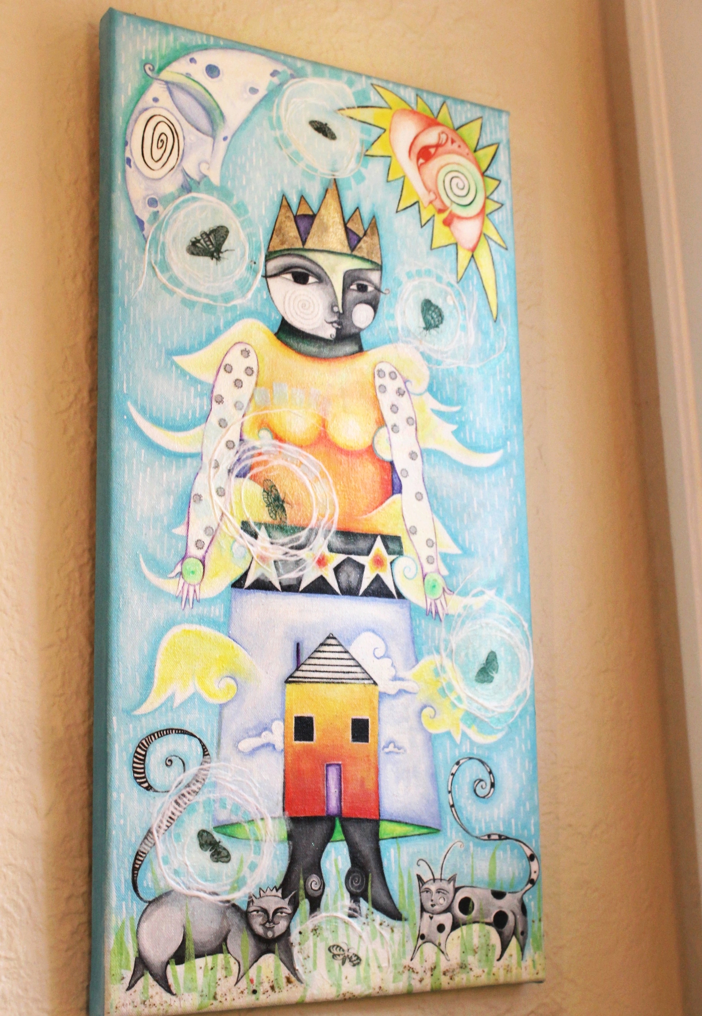 whimsical mixed media painting by Caroline Daley