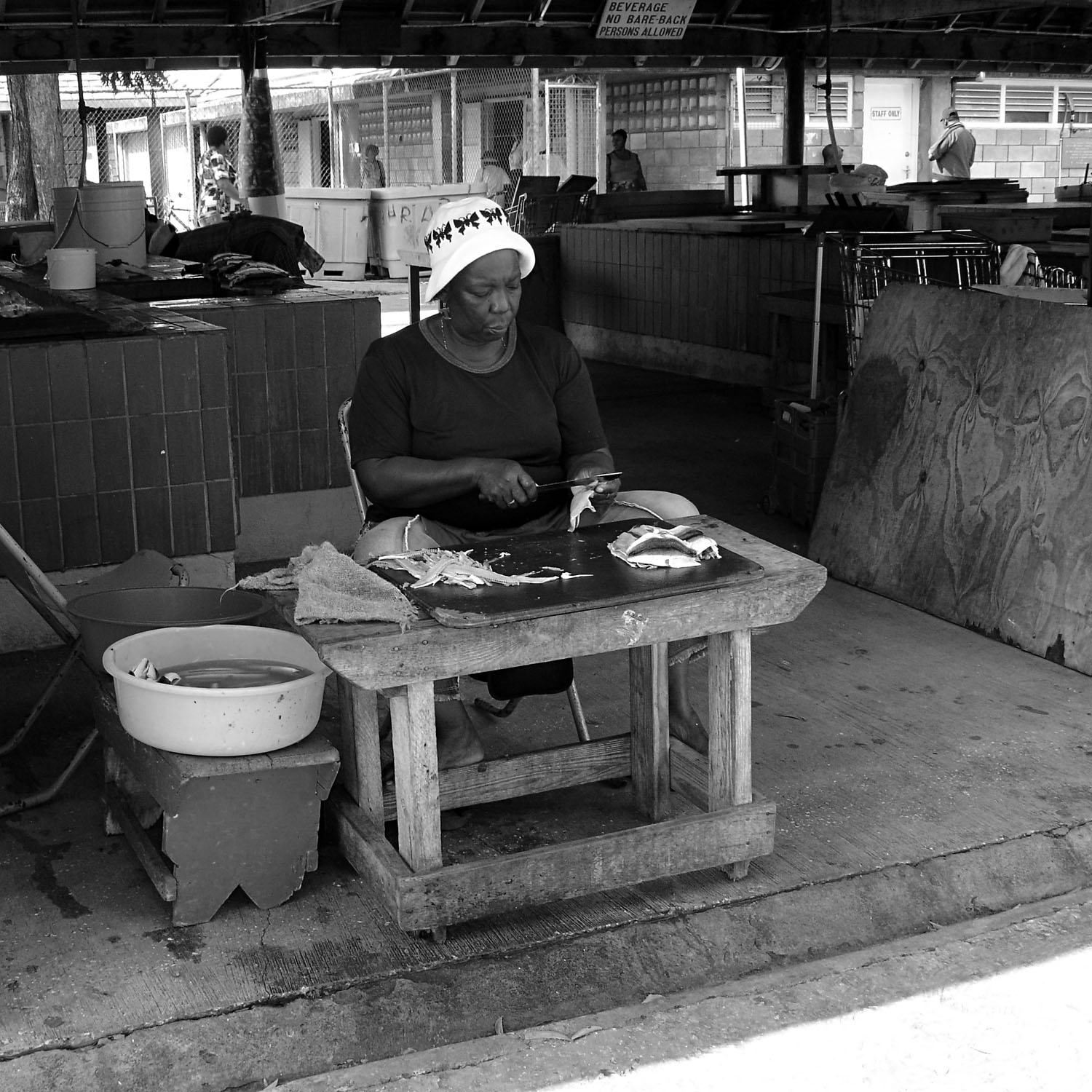 Women Preparing Fish - Barbados, Caribbean