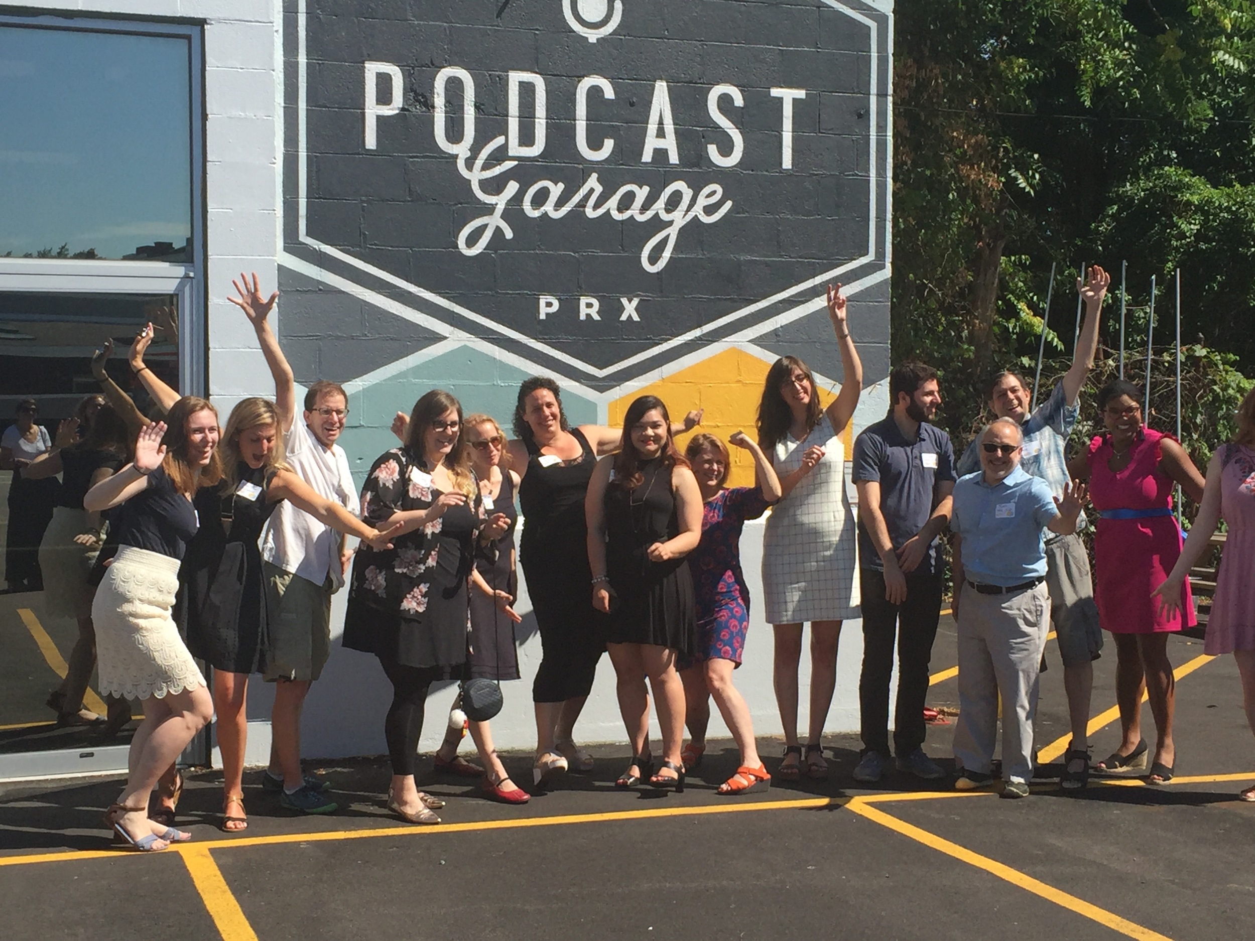 PRX staffers celebrate the opening of the Podcast Garage on August 3, 2016.