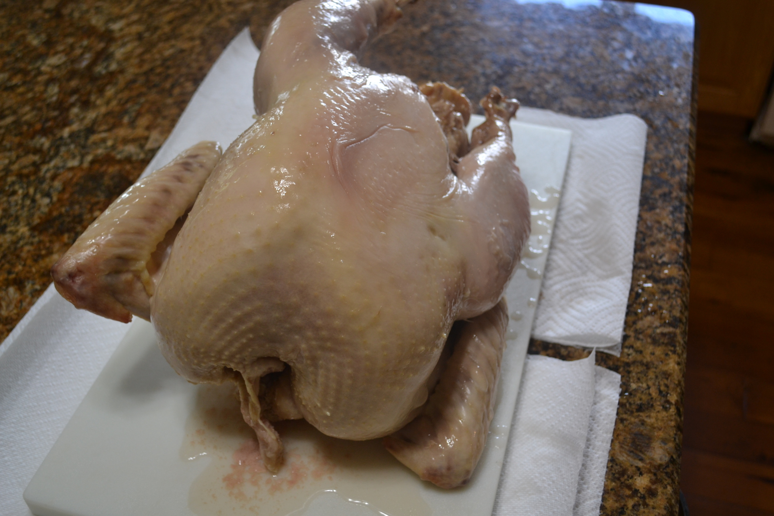  I placed paper towels under my cutting board to absorb any juice run off. 