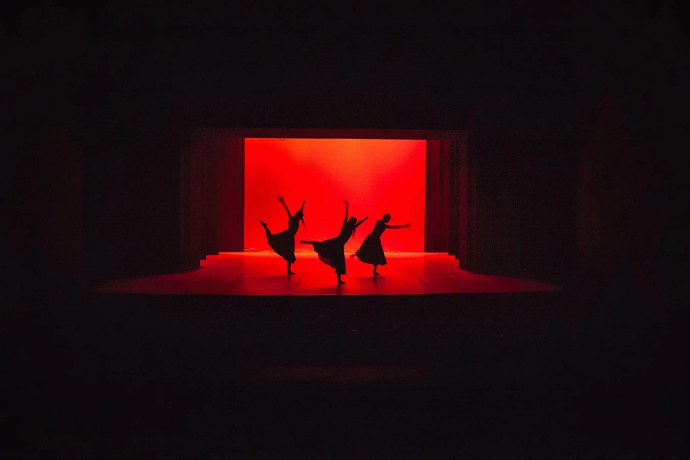 The troupe of the Kosovo National Ballet performs Where the Light Falls coreographed by Antonio Pio Fini at the National Theater of Kosovo, Pristina.