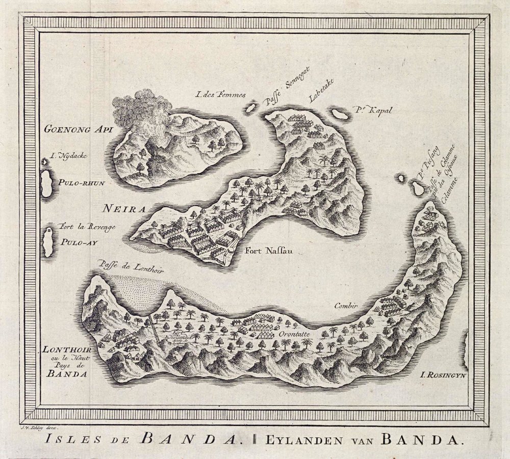 Banda Islands map circa 1753 by Jacobus van der Schley, Koninklijke Bibliotheek, the Dutch National Library.