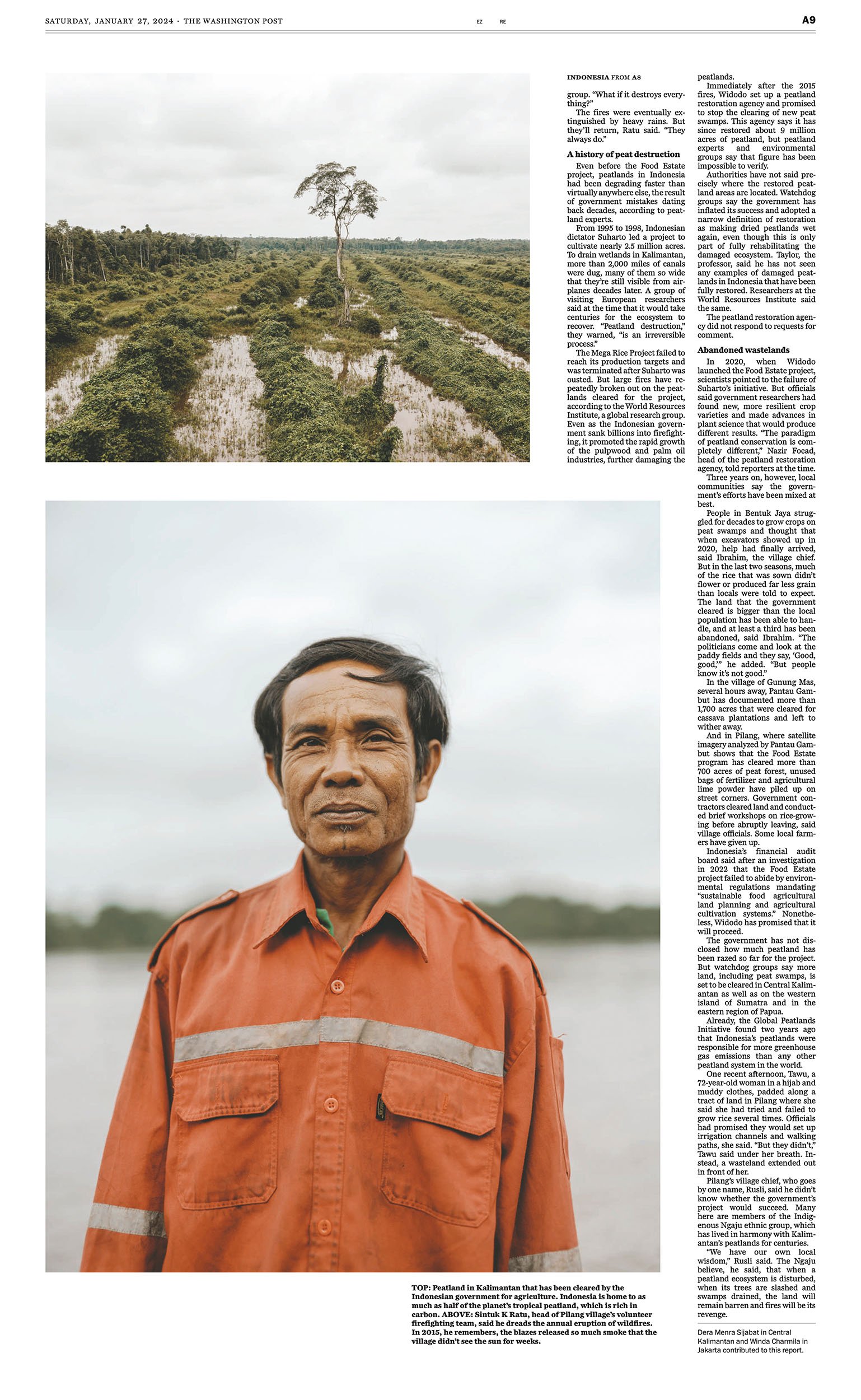 Indonesia Food Estate and Peat Swamp Destruction in The Washington Post, January 2024 