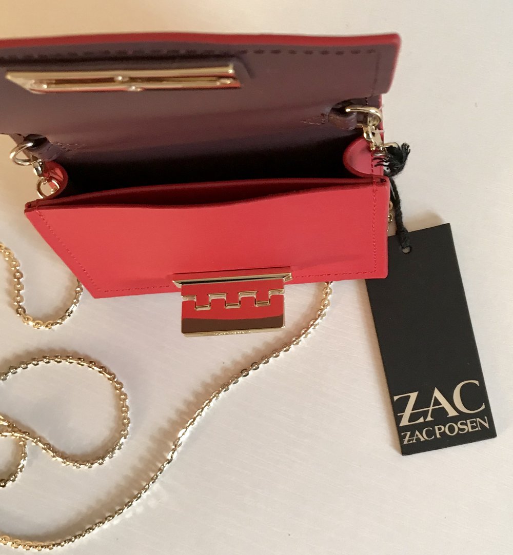 NWT ZAC Zac Posen Eartha mini chain strap red leather shoulder
