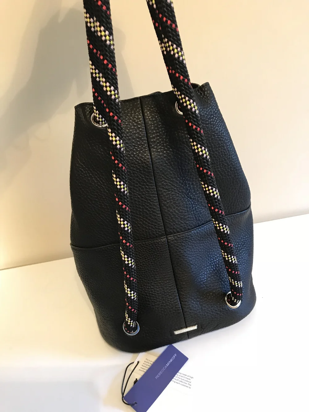 Rebecca Minkoff Black Leather Climbing Rope Backpack 