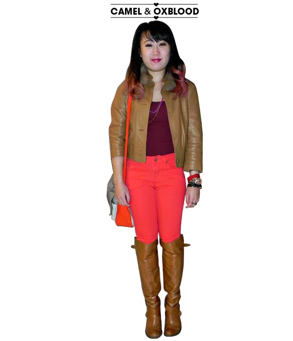 camel and oxblood