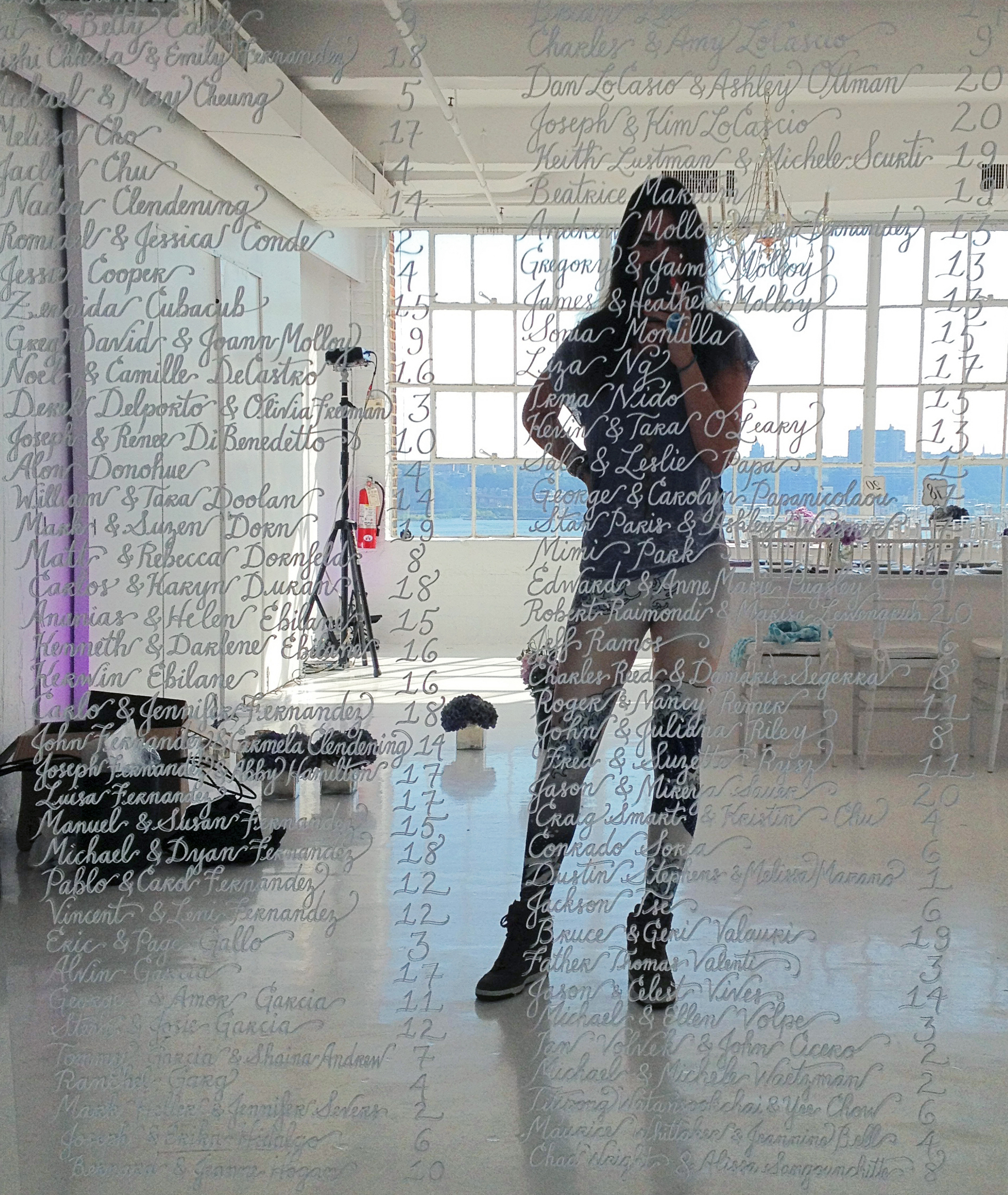 Mirror calligraphy at Studio 450, New York City