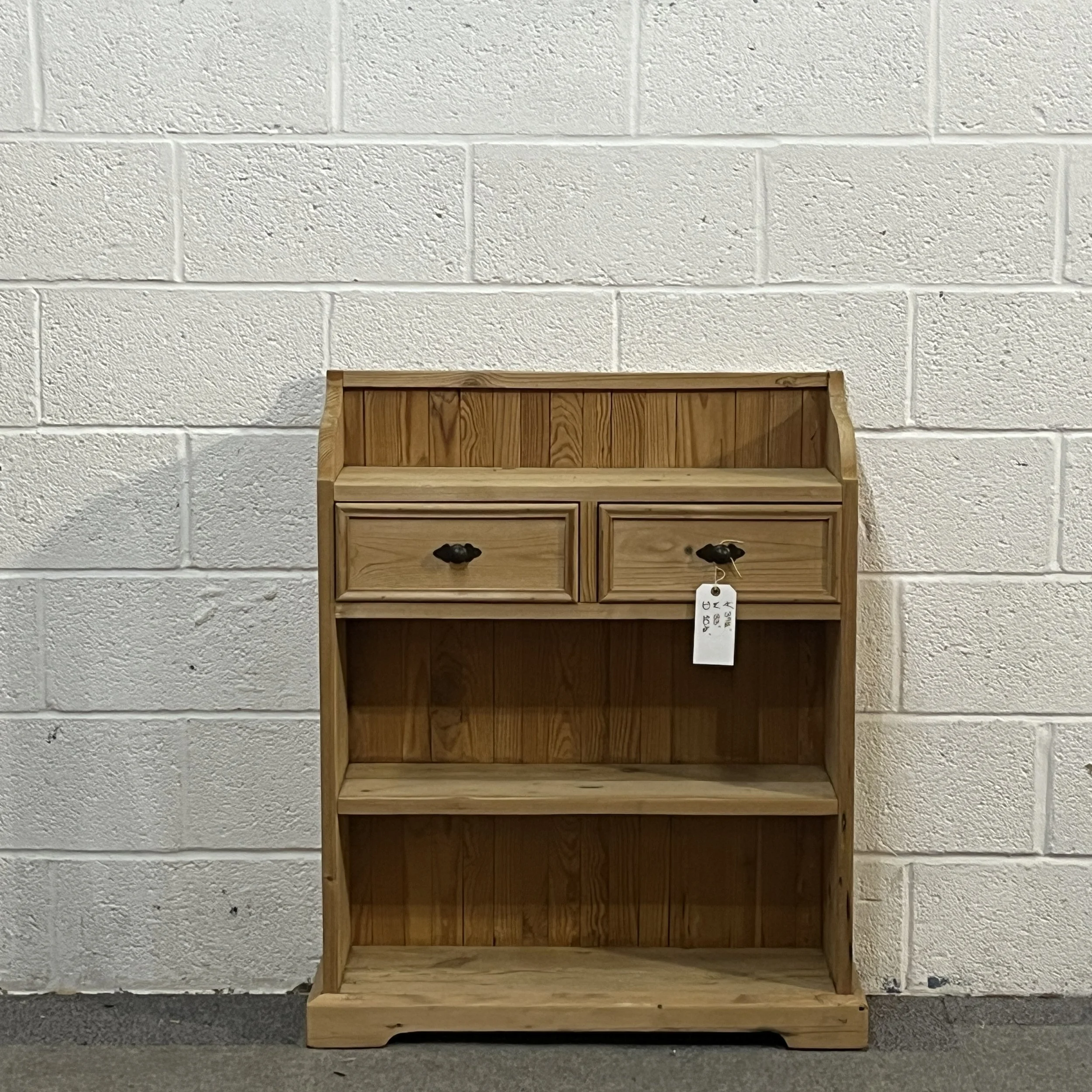 Small Pine Bookcase With 2 Drawers