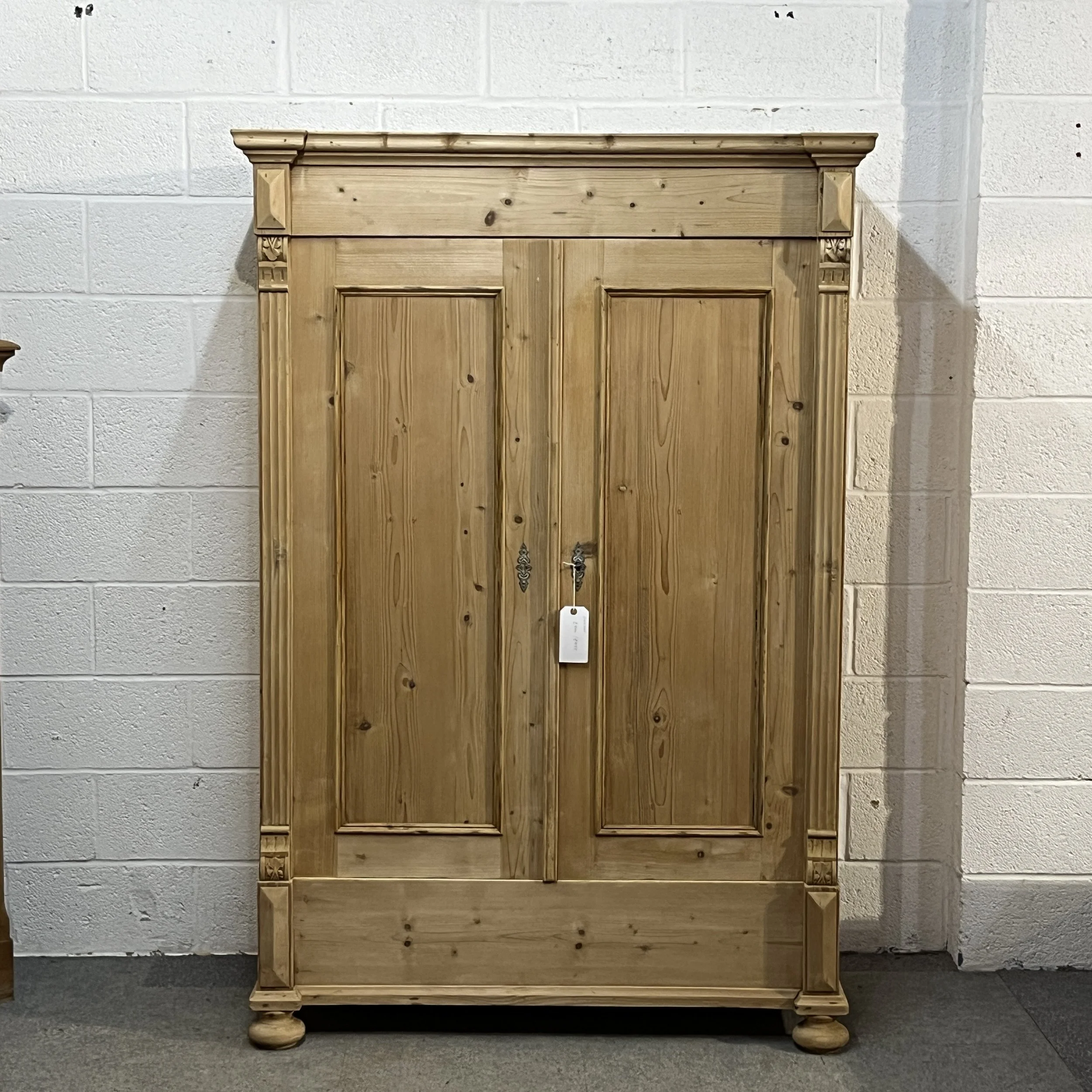 Fairly Small Double Antique Pine Wardrobe
