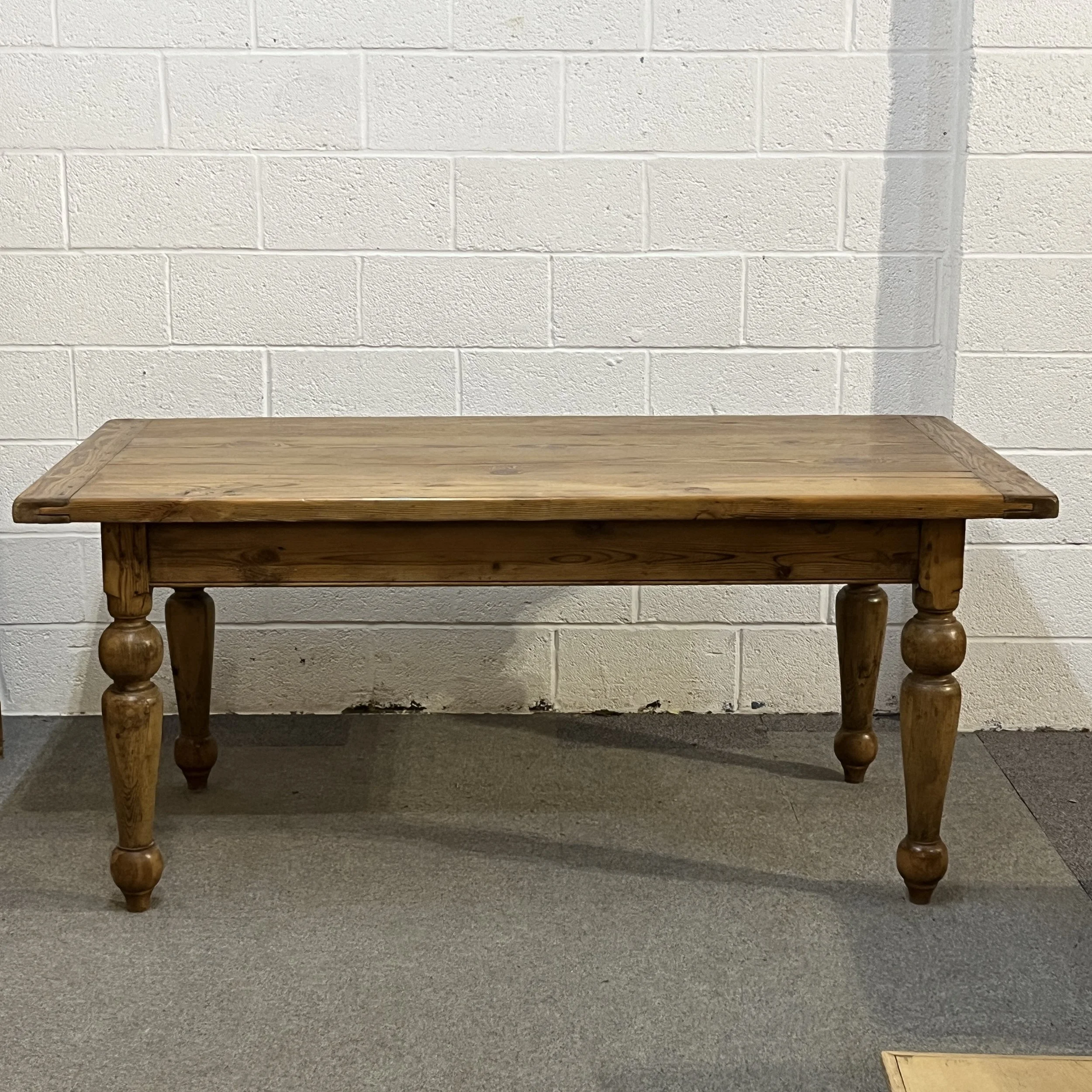 6’ x 3’ Pine Turned Leg Old Board Table