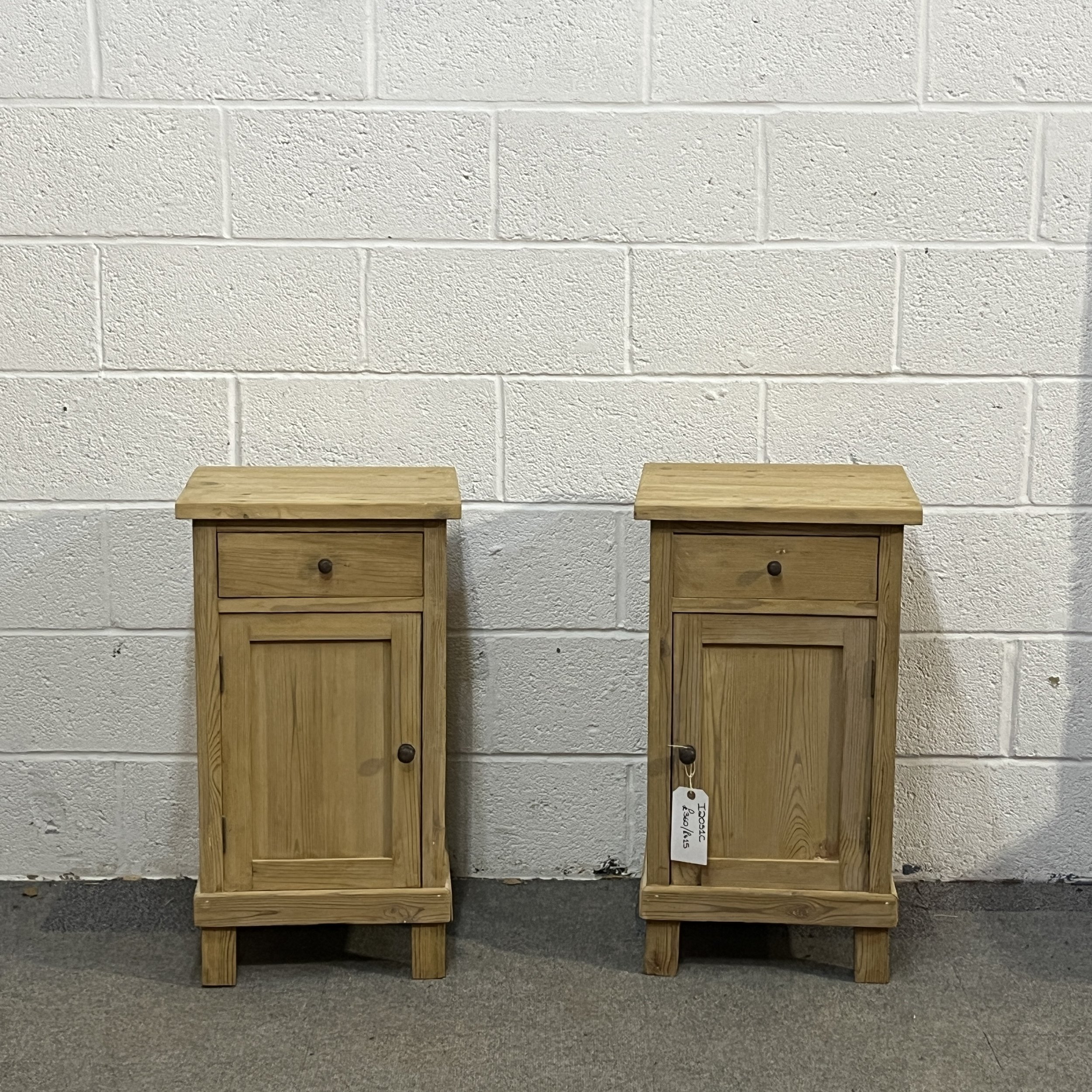 Pair Of Chunky Antique Pine Bedside Cupboards