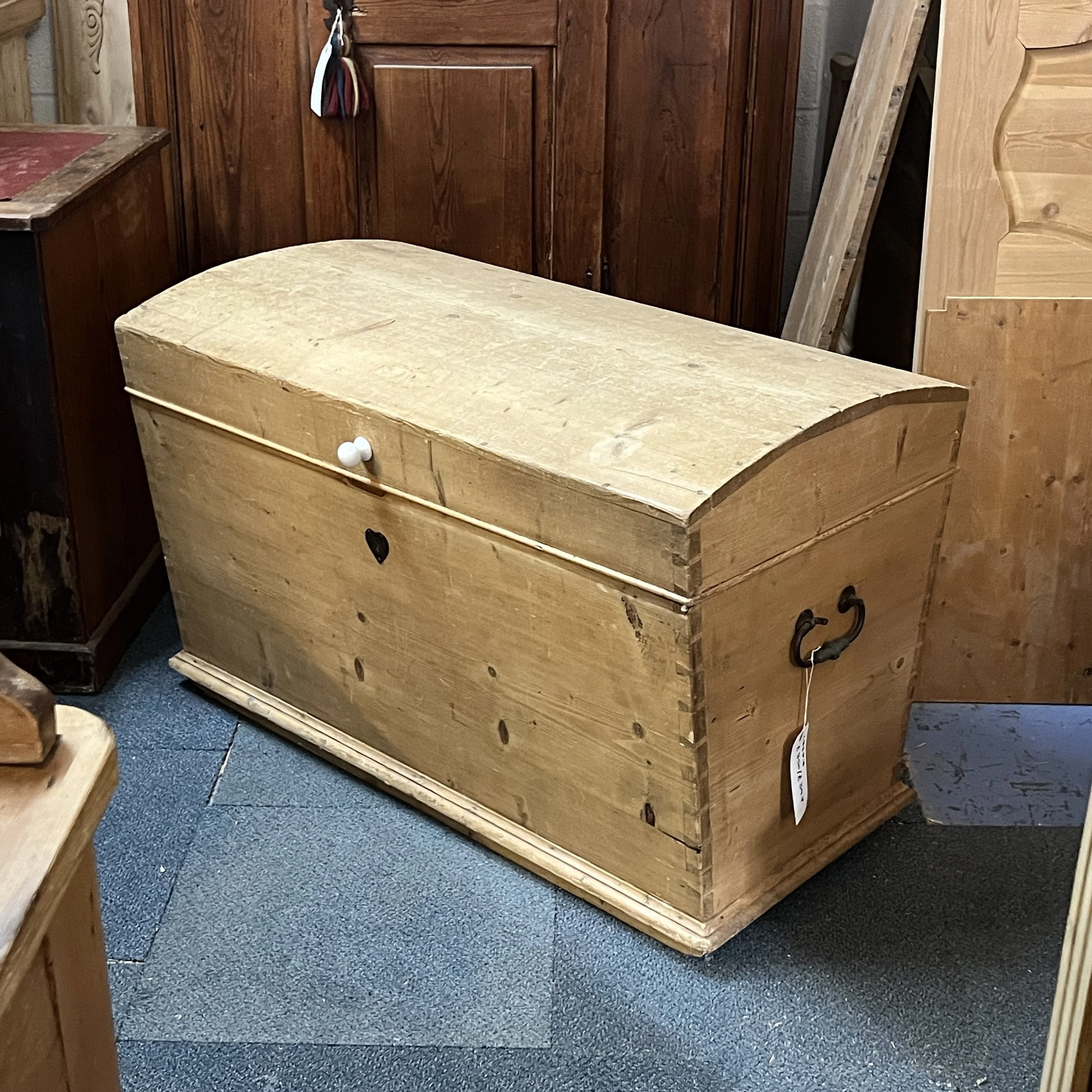 Large Dome Top Antique Pine Blanket Box