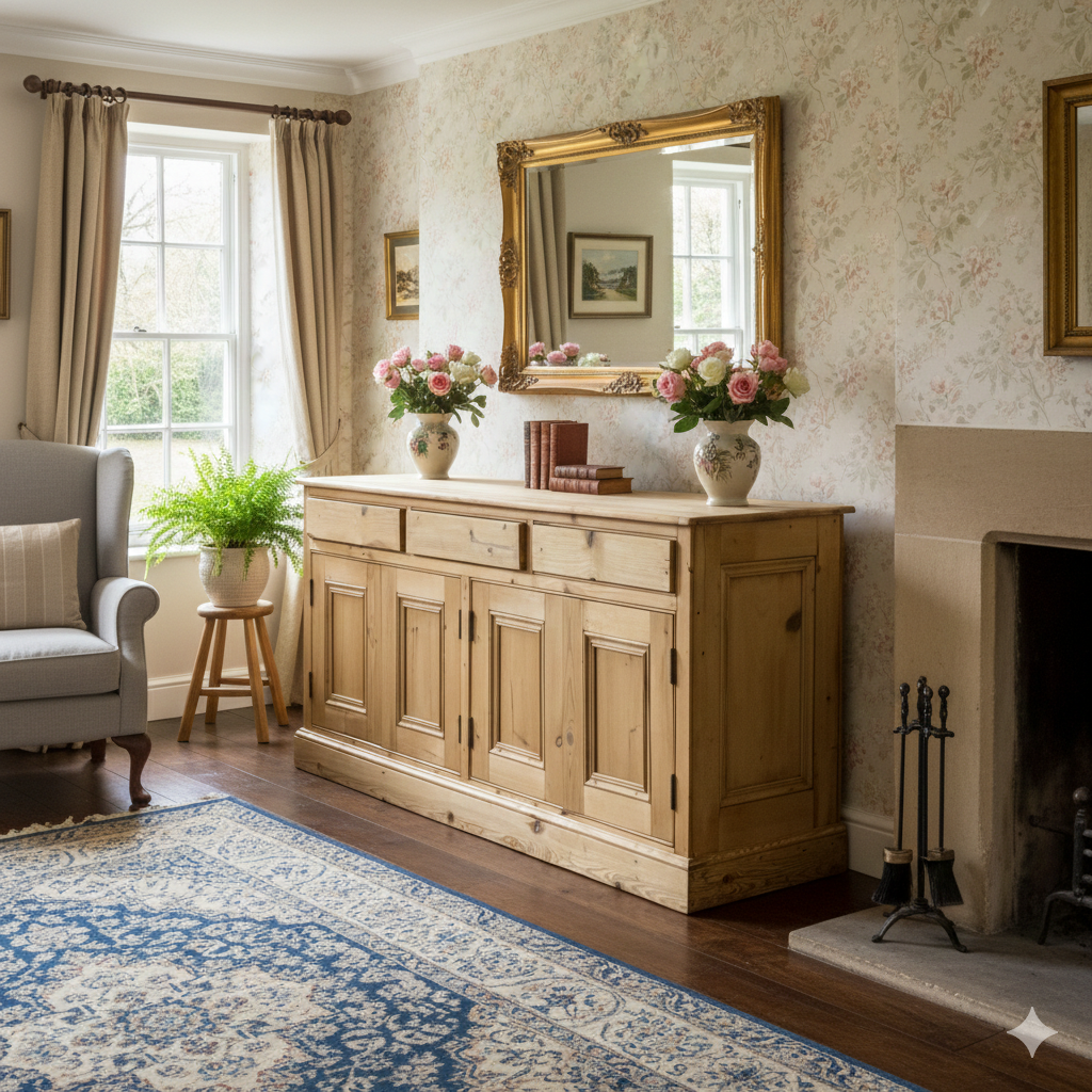 3 Drawer Over 4 Door Sideboard Made From Old Pine