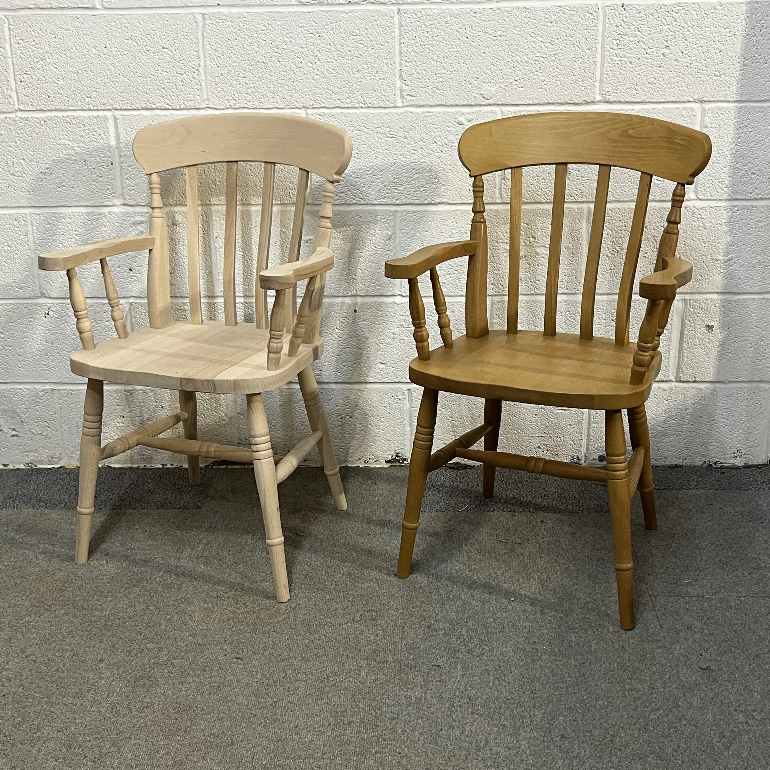 New Beech Slat Back Carver Chair (Bare Wood) Pinefinders