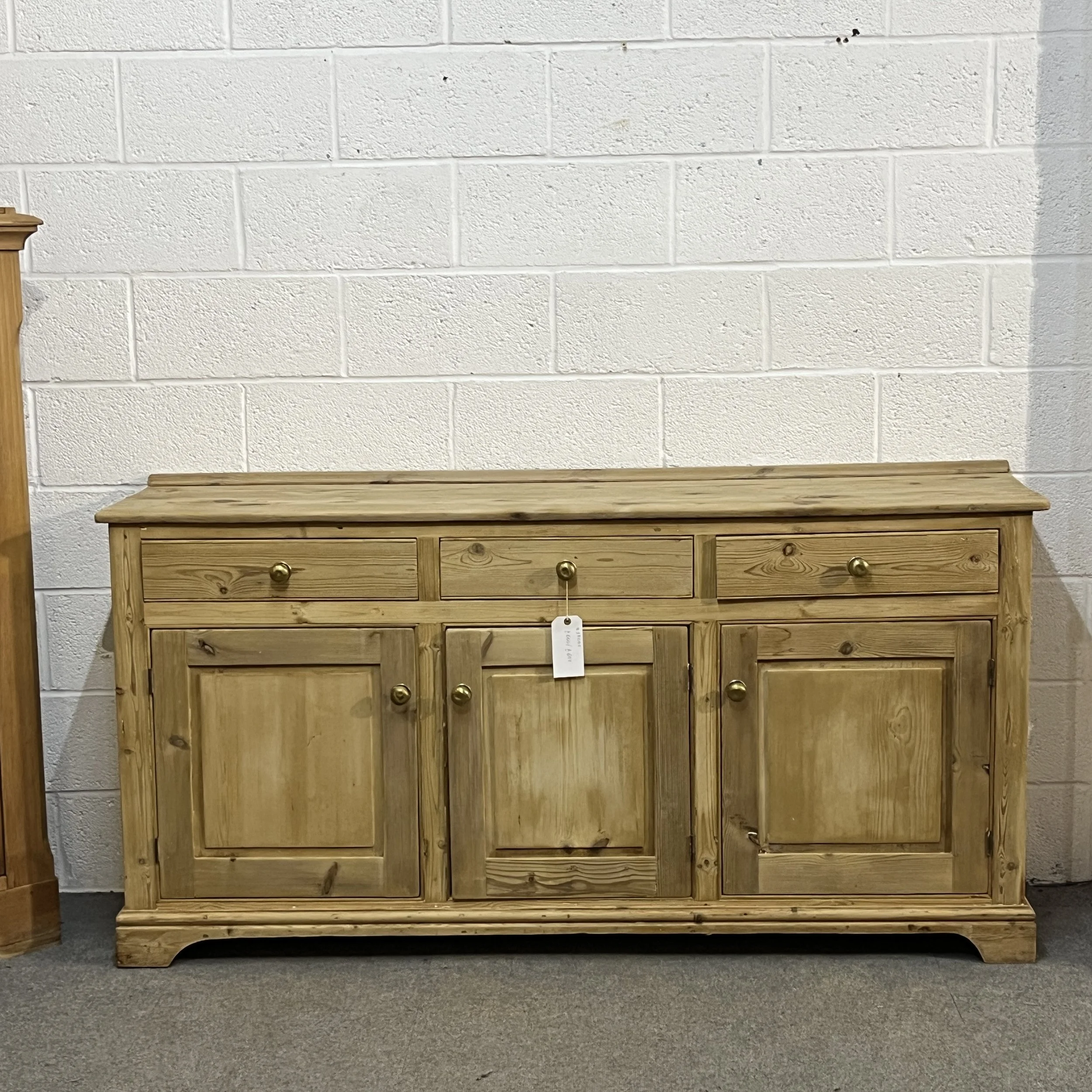Large Reclaimed Pine 3 Drawer 3 Door Cupboard Sideboard