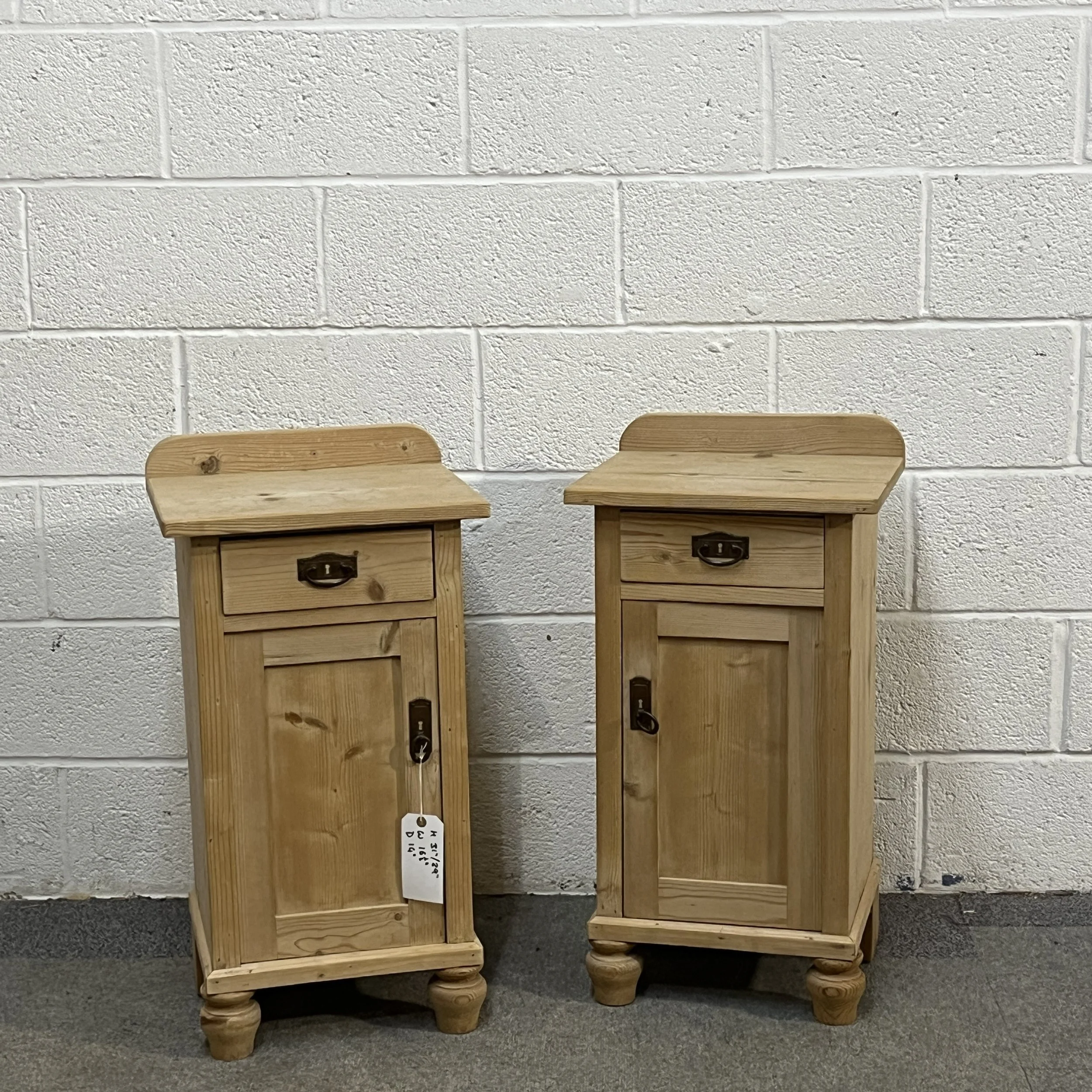 Pair Of Small Antique Pine Bedside Cupboards