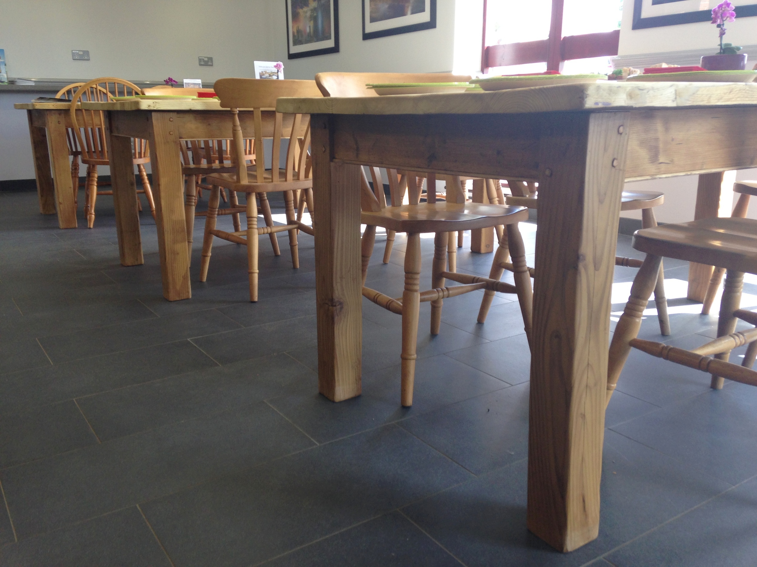 Made to measure pine tables with square chunky legs