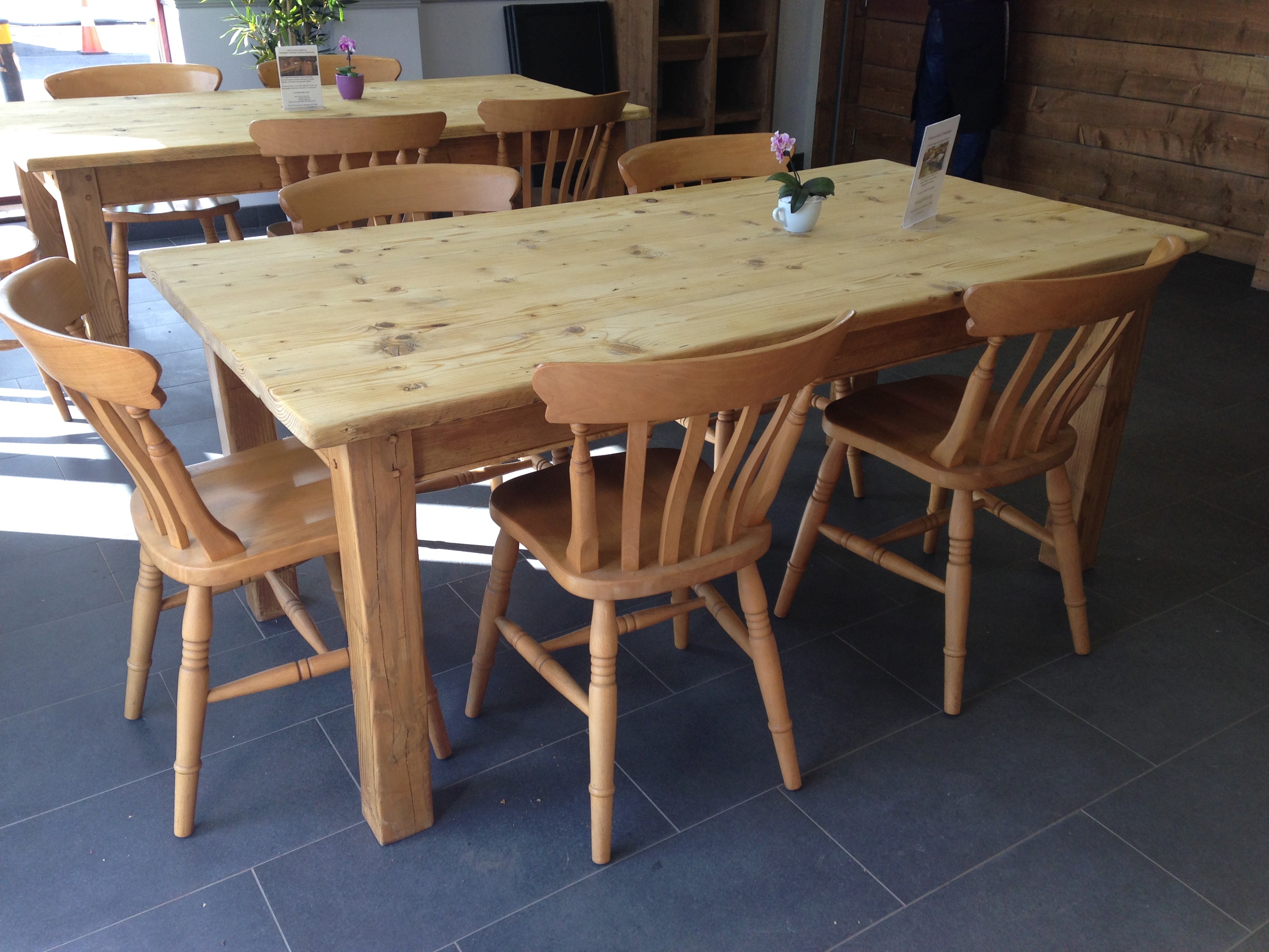 Made to measure pine tables with chunky square legs