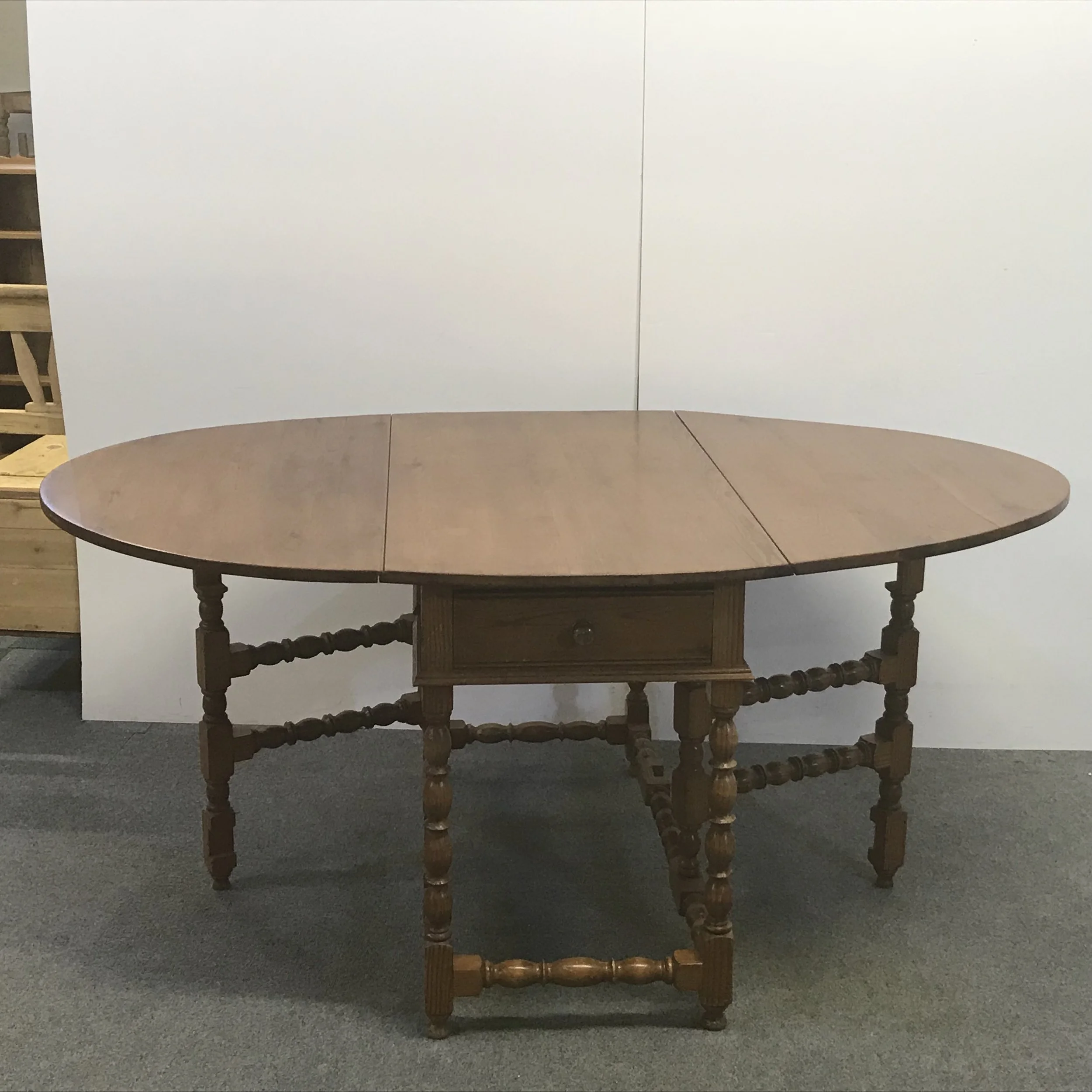 Locally Handmade Pine Gate Leg Oval Table