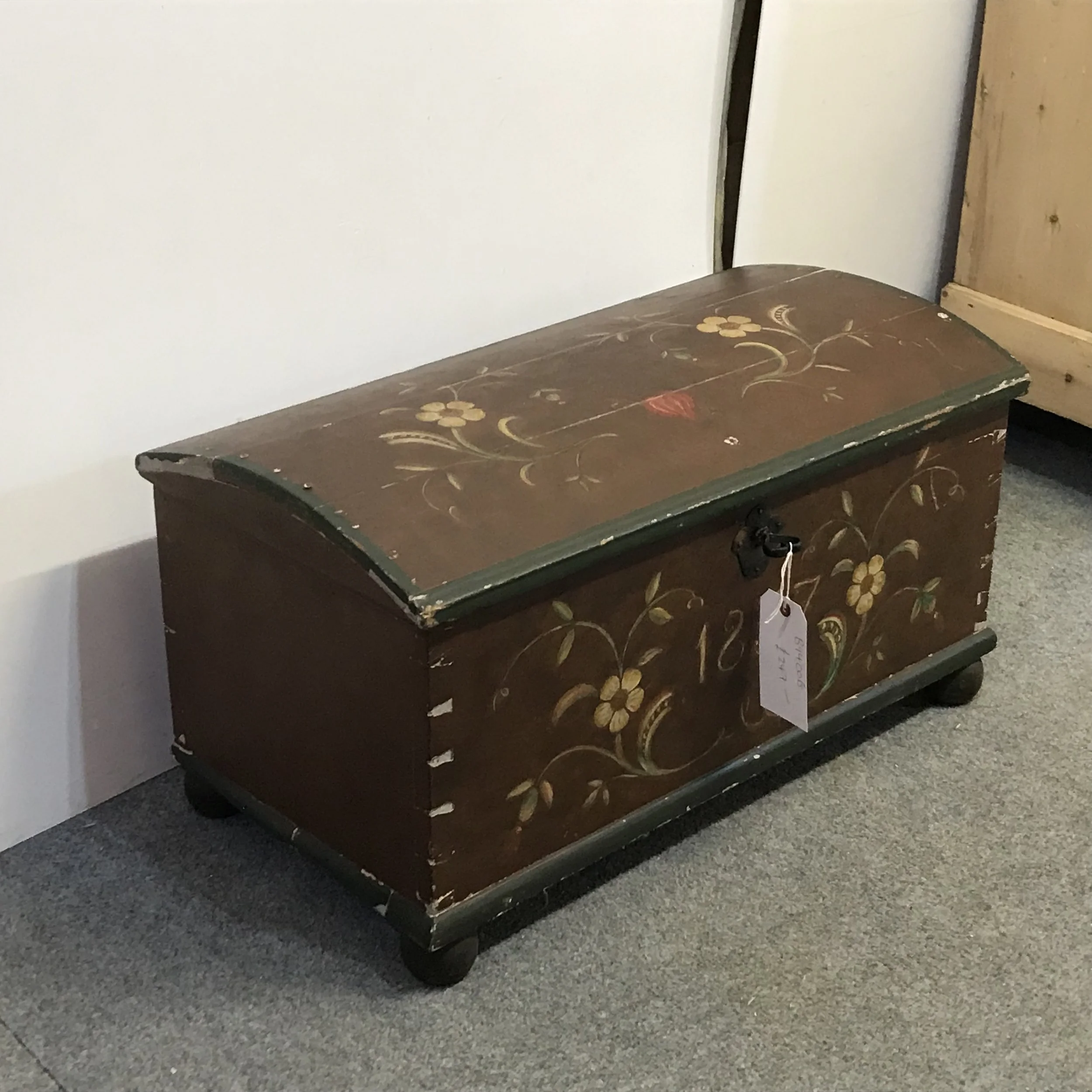 Small Very Old Pine Painted Trunk/Chest