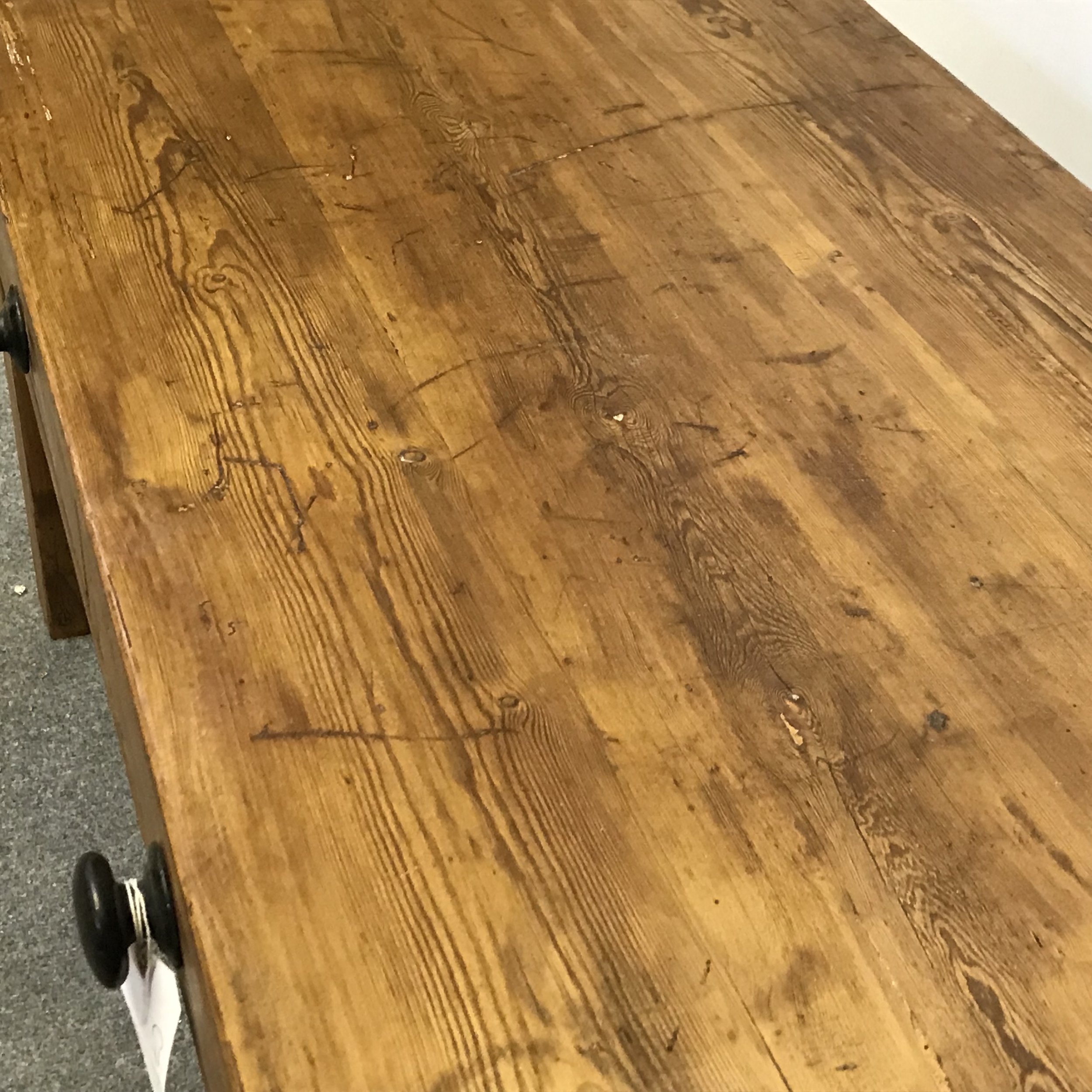 Old pine floorboard top of coffee table