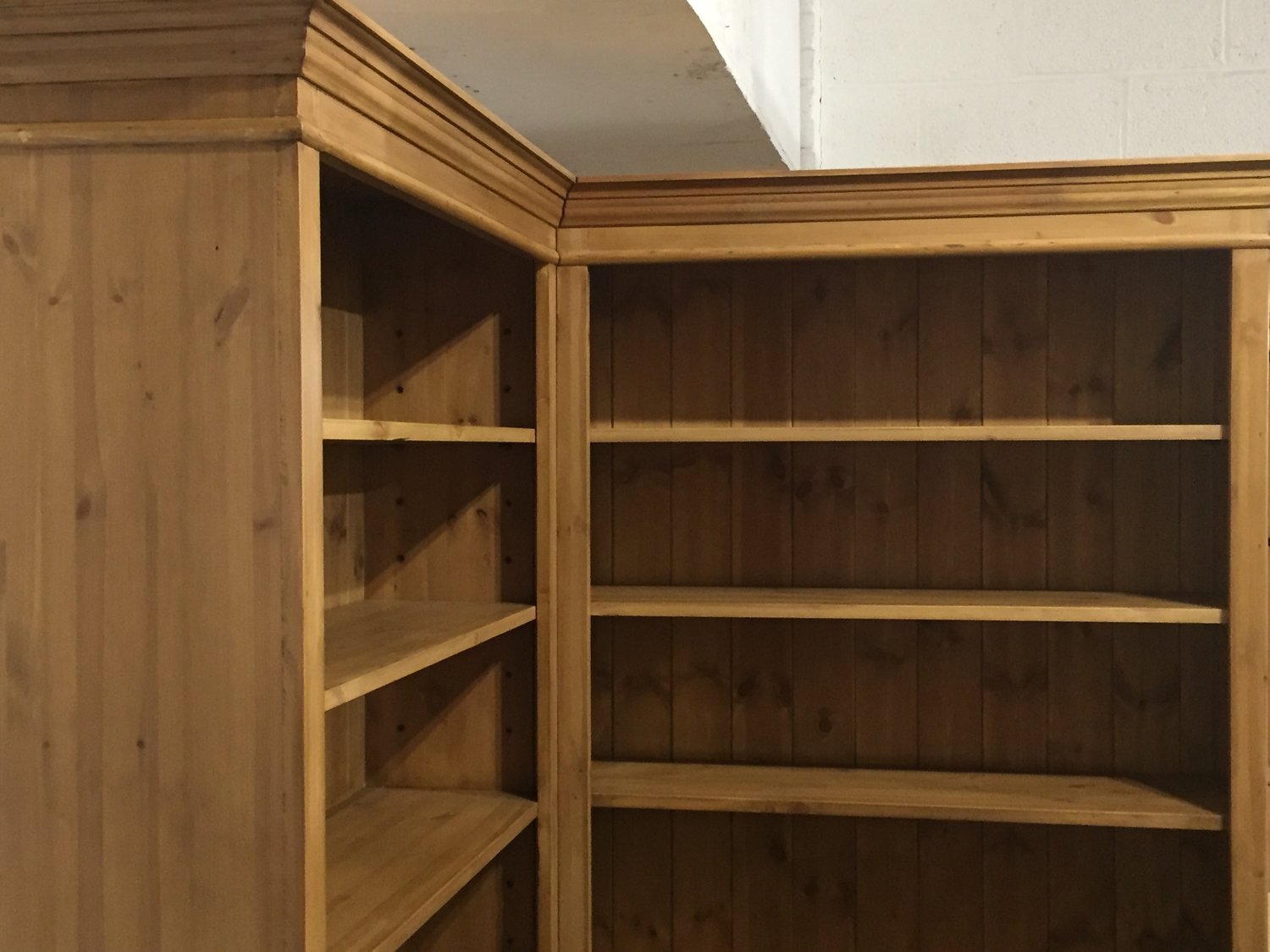 Large pine corner bookcase