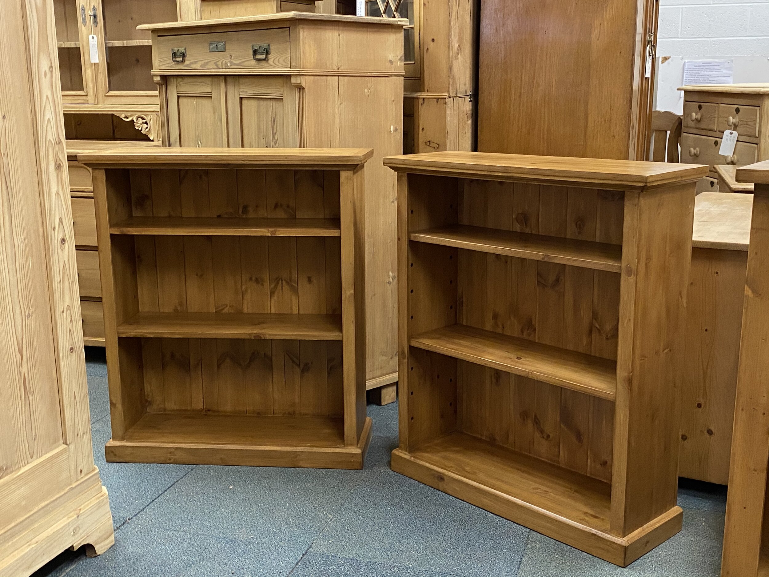 Pair of small pine bookcases