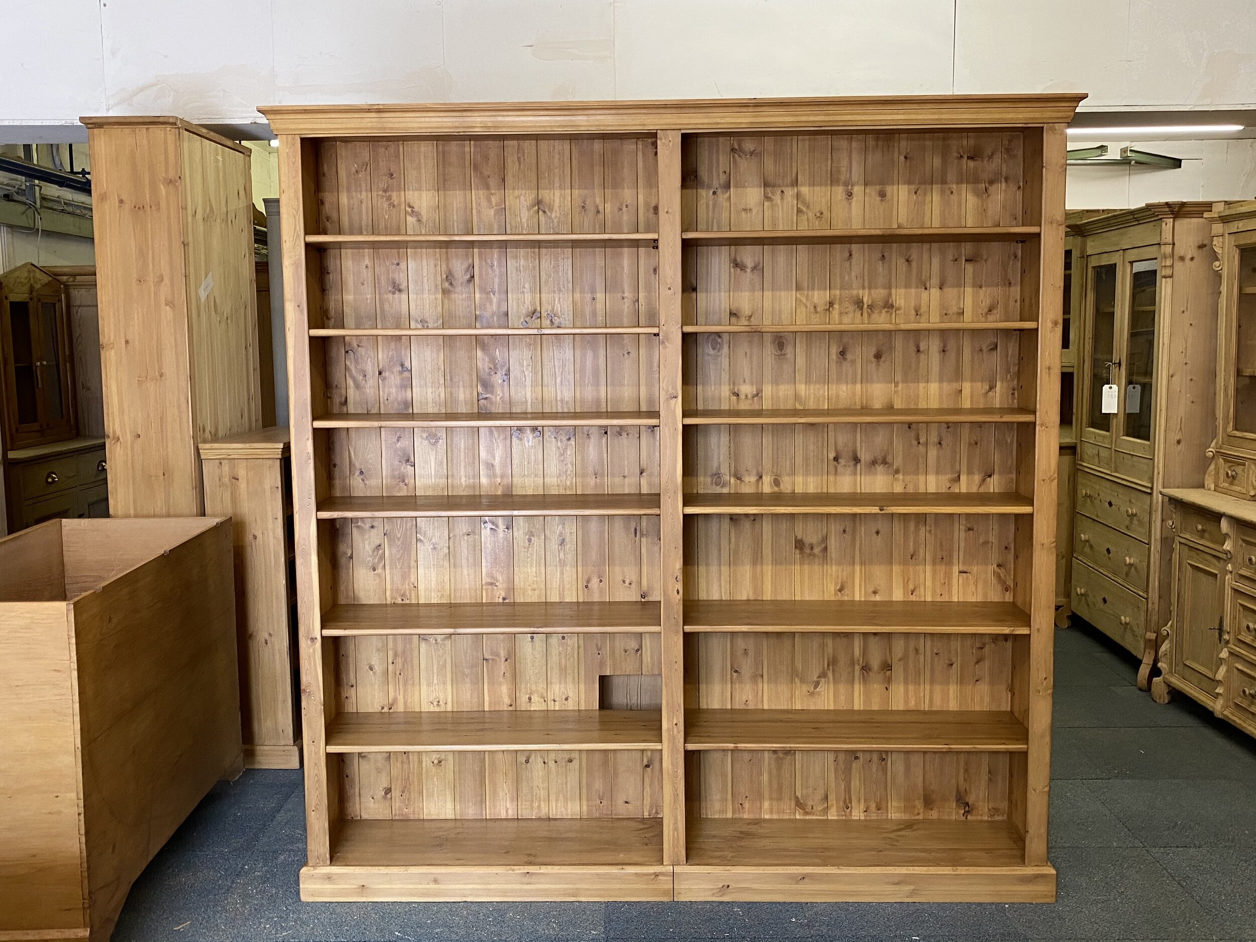 Very large pine bookcase waxed