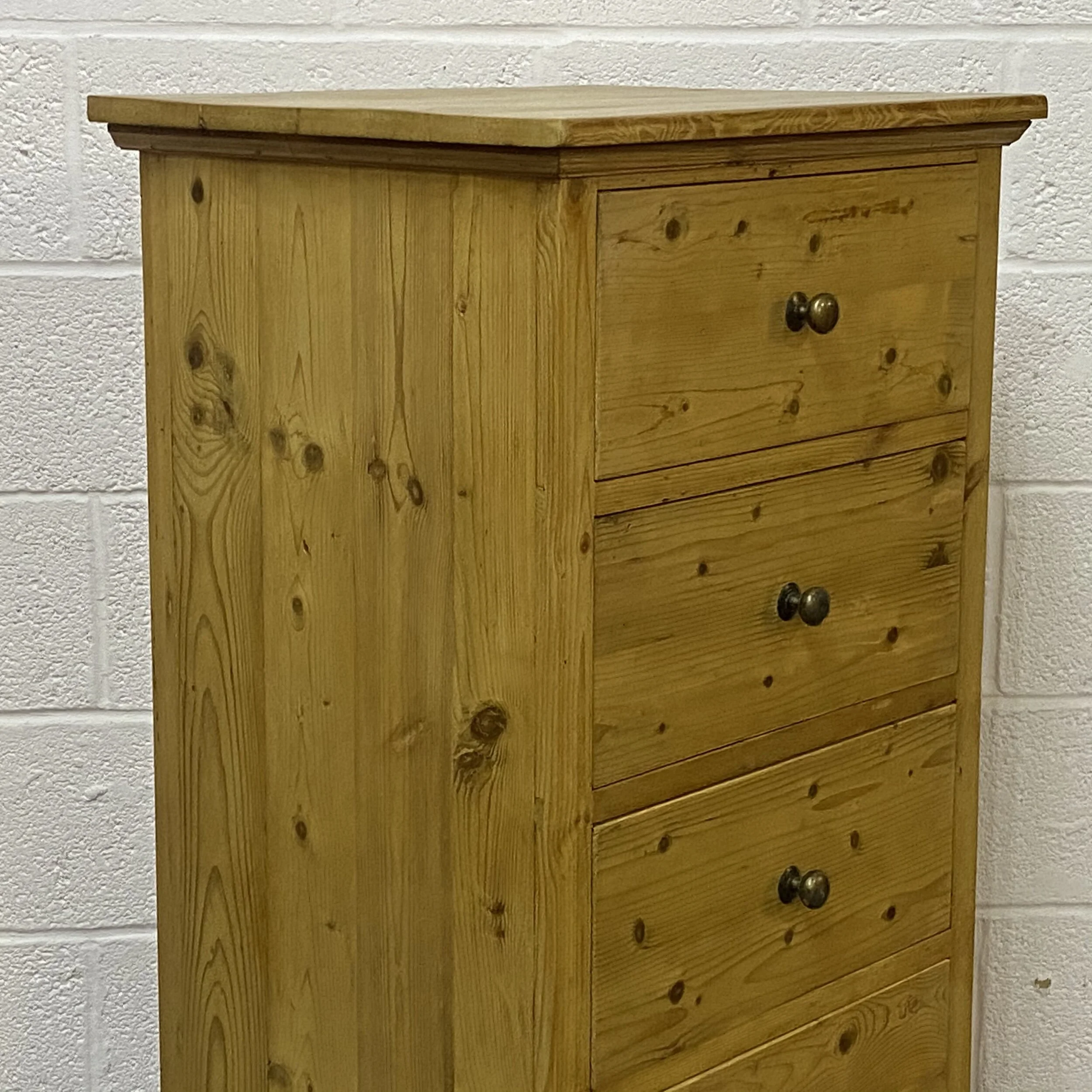 Tall slender reclaimed pine chest of drawers