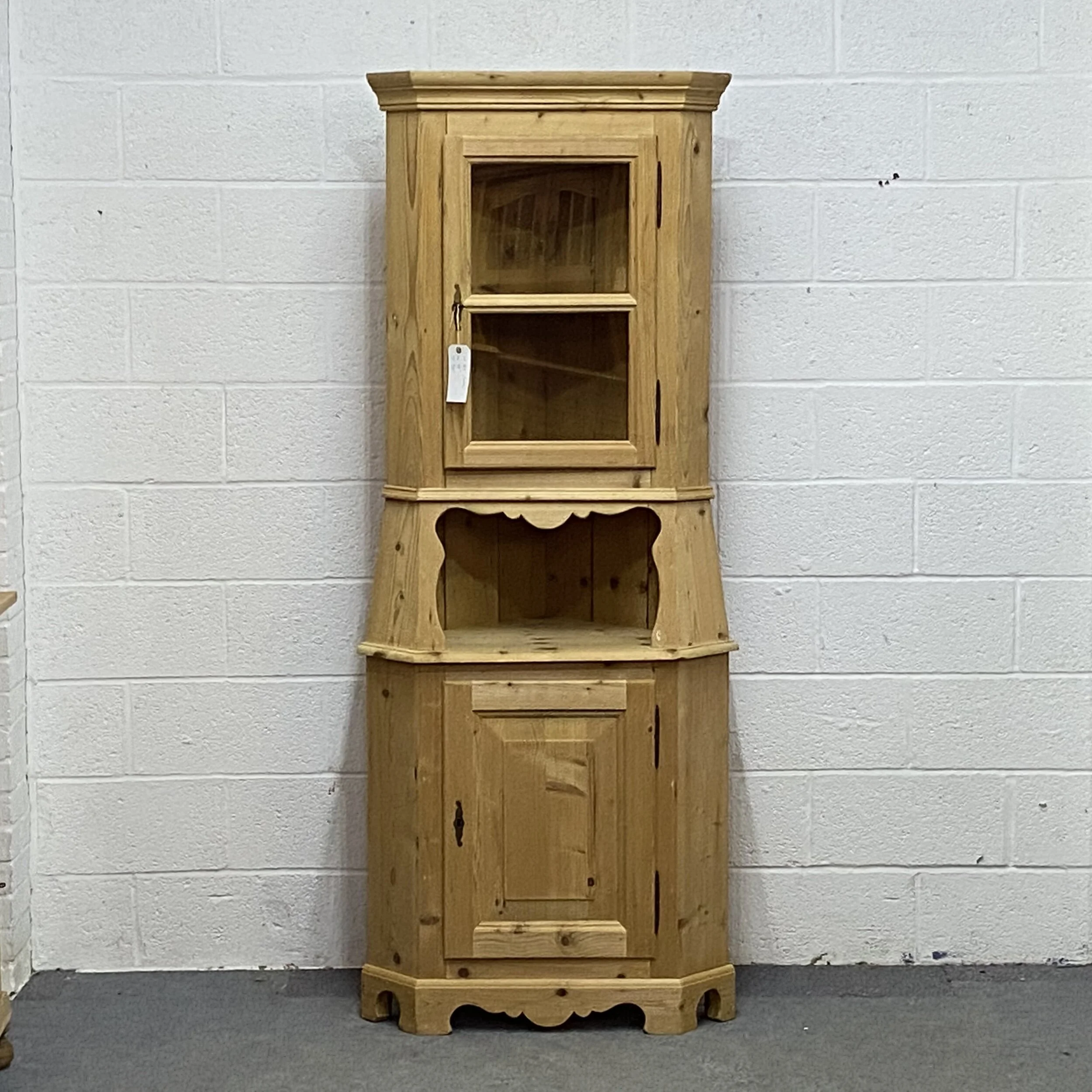 Reclaimed Pine Part Glazed Corner Cupboard