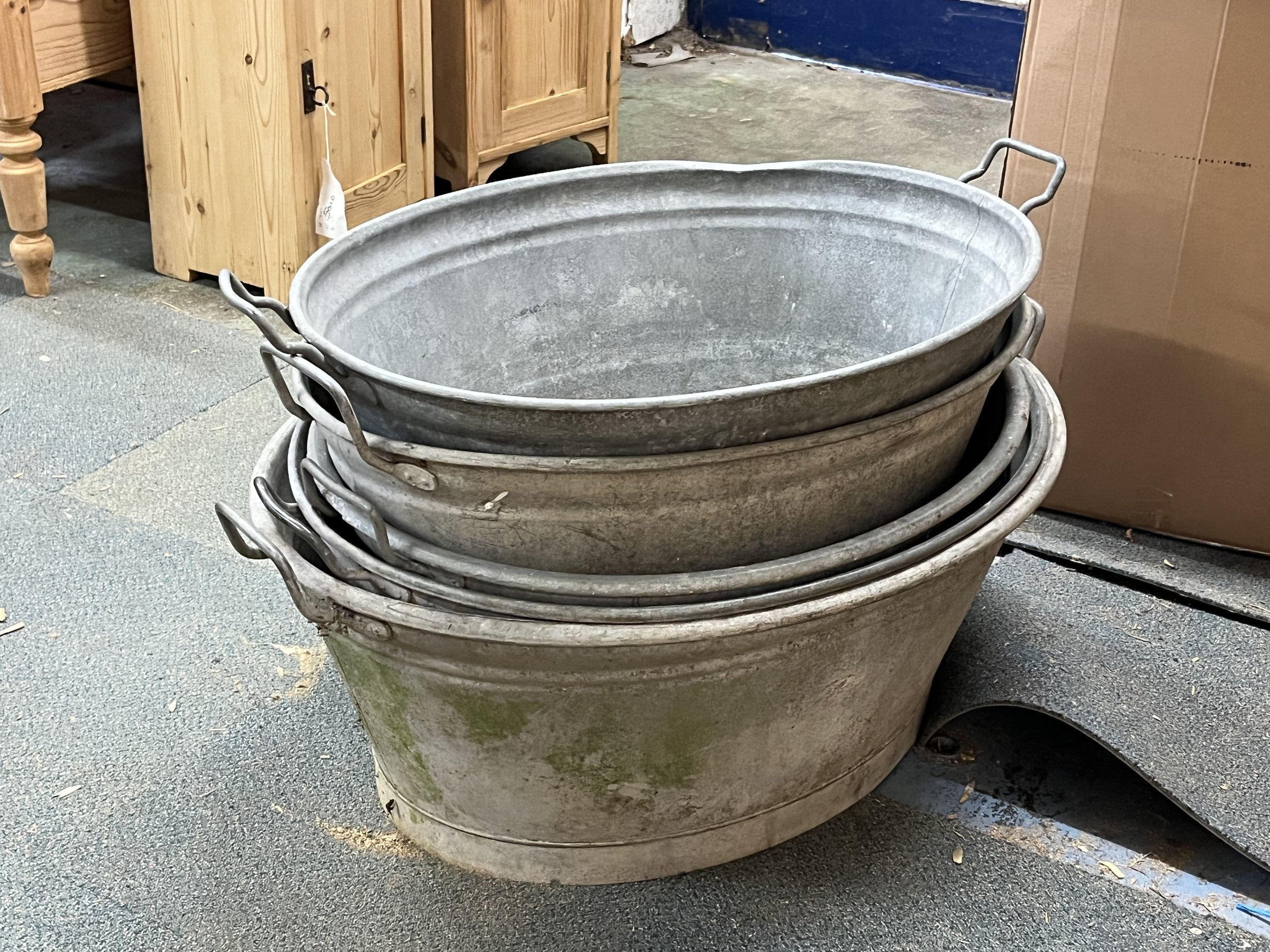 Antique zinc tubs
