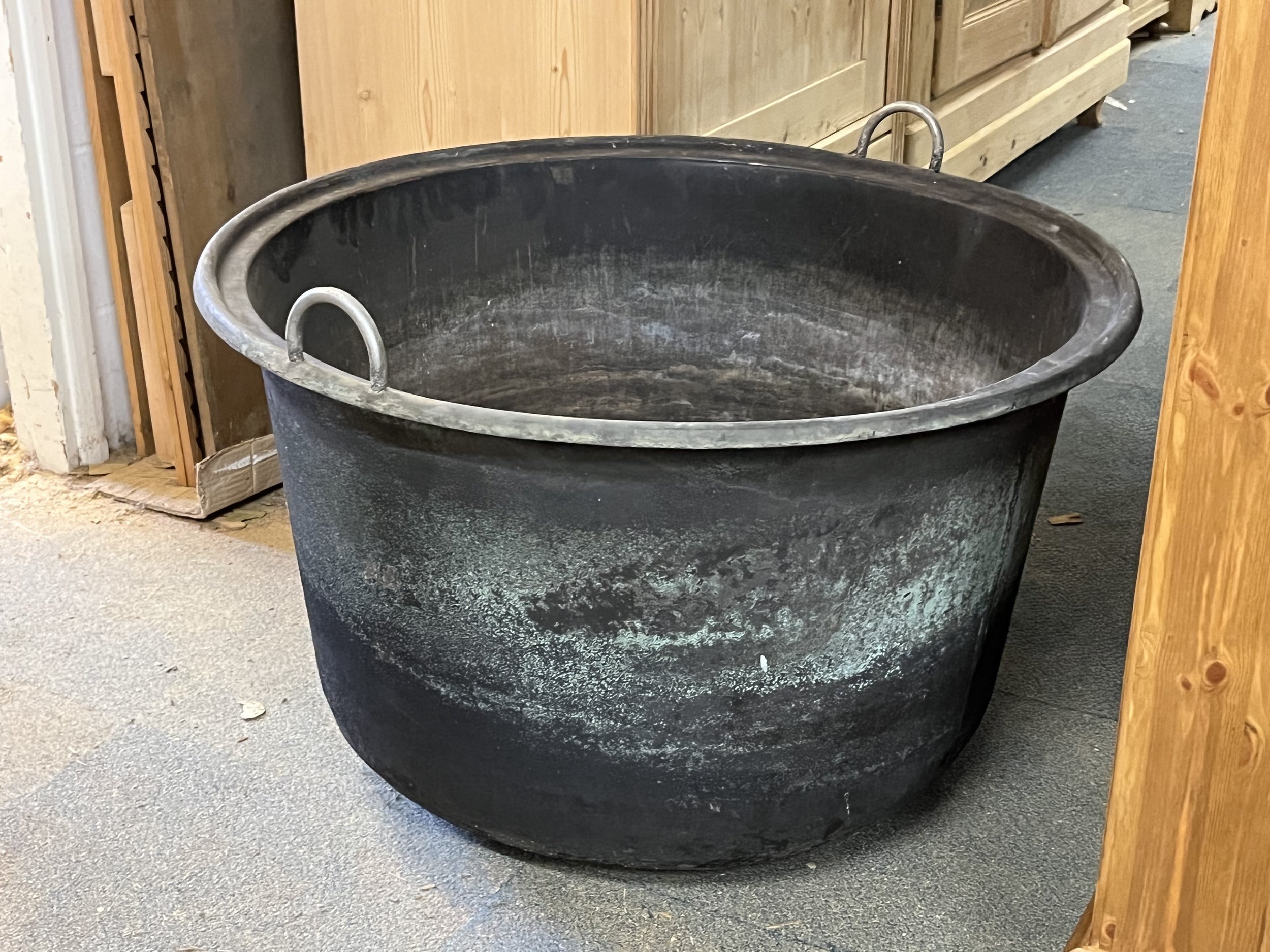 Vary large antique copper cauldron