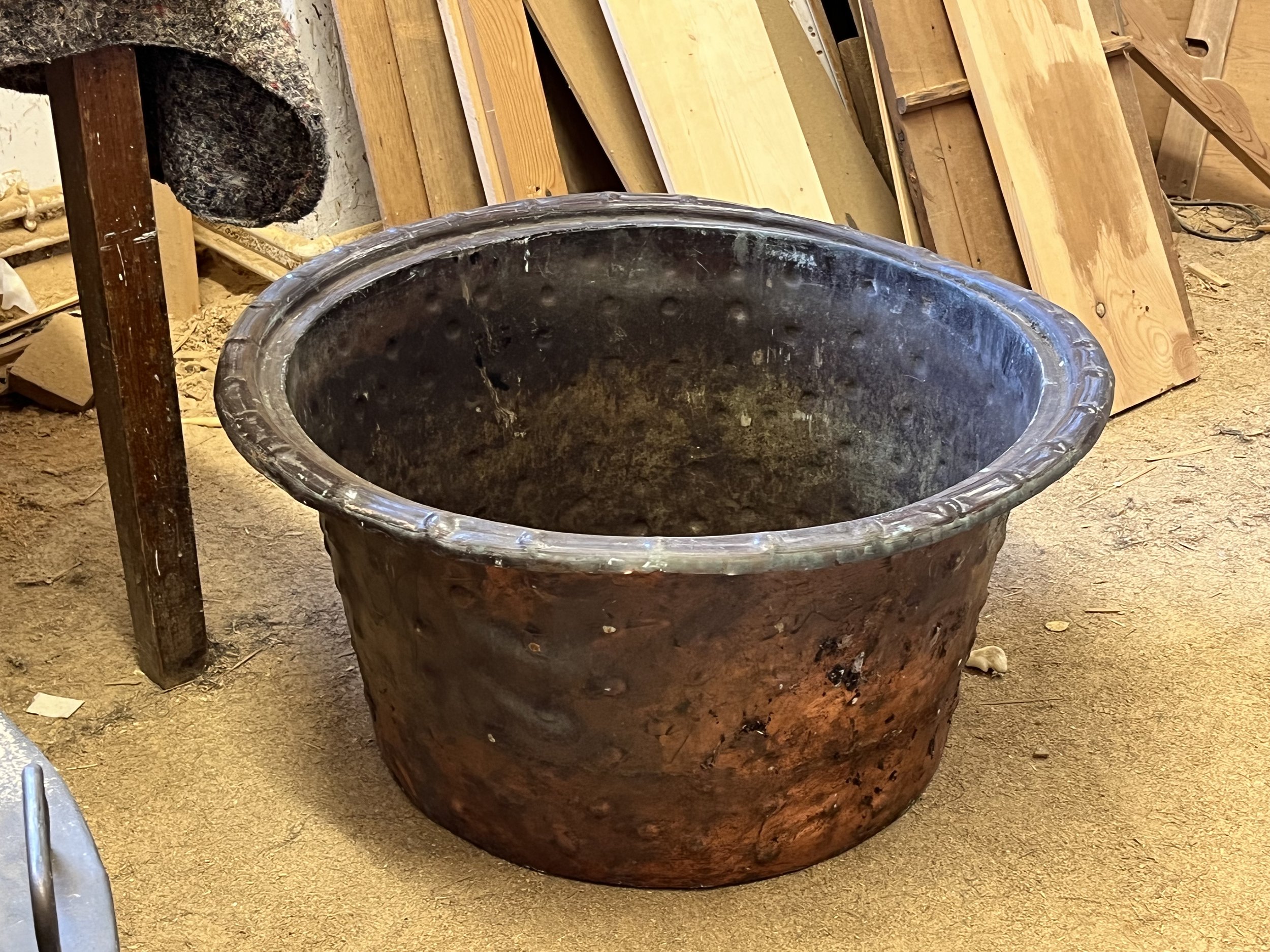 Large antique cauldron